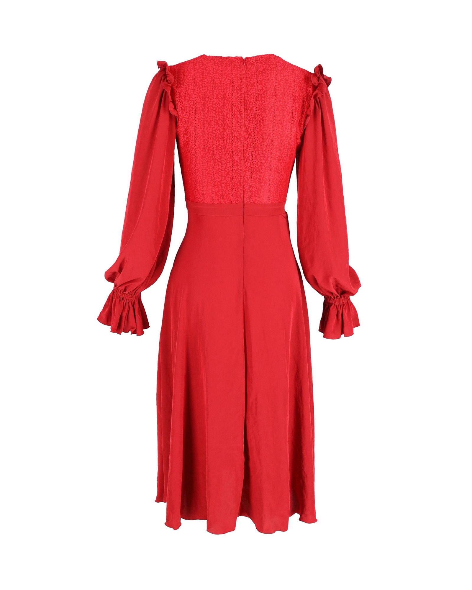 Philosophy di Lorenzo Serafini Philosophy Di Lorenzo Serafini V-Neck Midi Dress in Red Poly Size S / US 4 / IT 40 - 3 Thumbnail