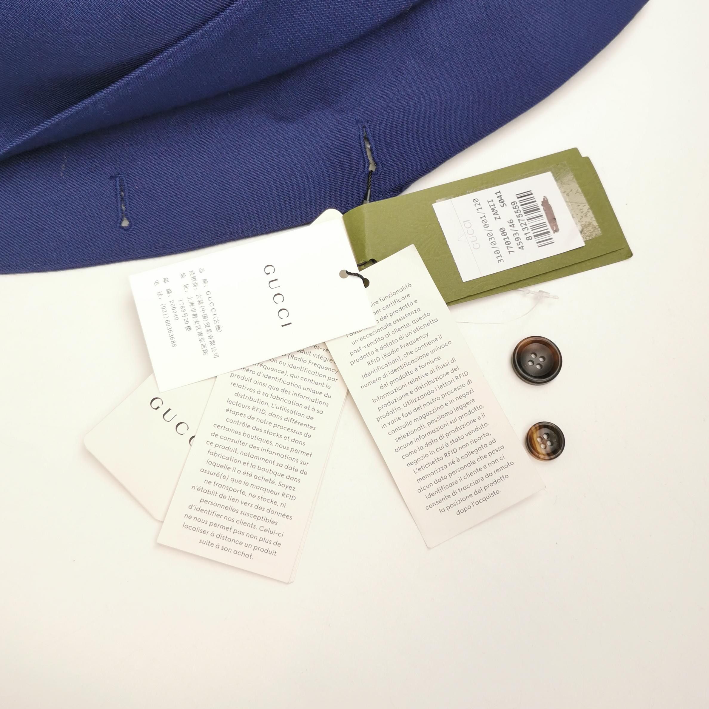 Gucci Gucci Blue Wool Blend Single Breasted Blazer EU 46 Size 36R - 4 Thumbnail