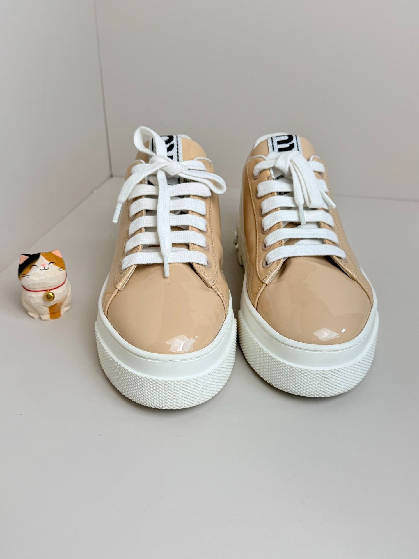 Miu Miu Miu Miu Beige Lowtop Sneakers us_5-5 Women Size US 5.5 / IT 35.5 - 2 Thumbnail