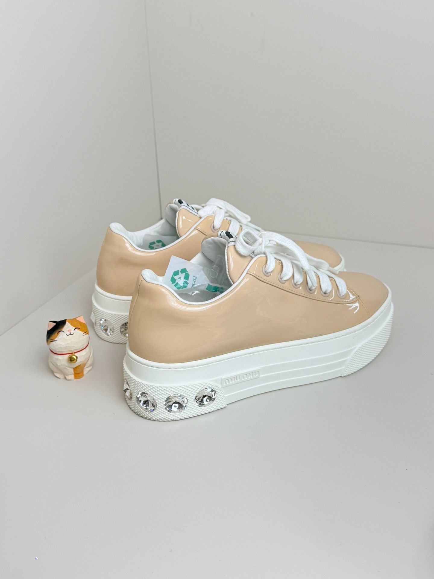 Miu Miu Miu Miu Beige Lowtop Sneakers us_5-5 Women Size US 5.5 / IT 35.5 - 3 Thumbnail