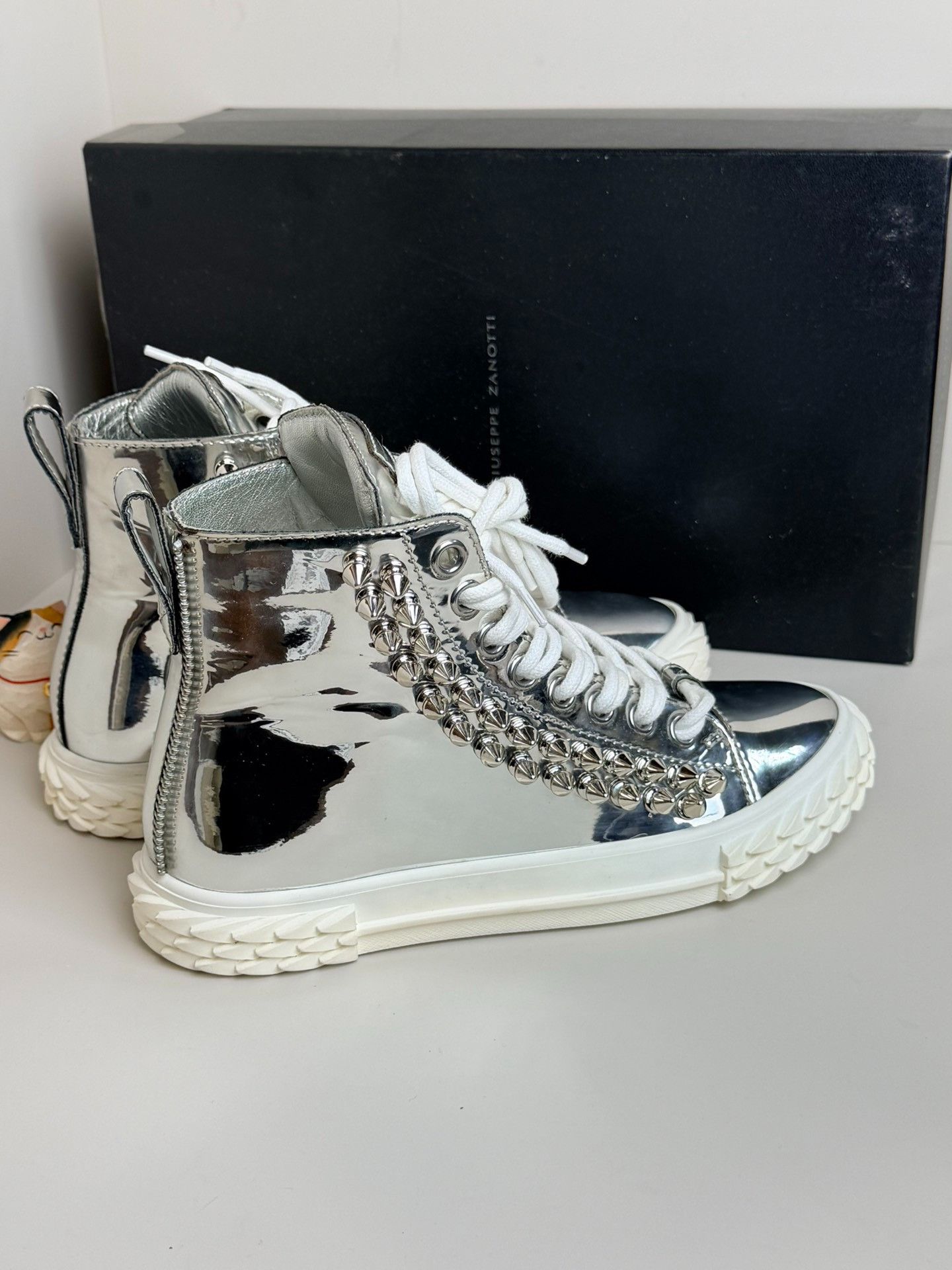 Giuseppe Zanotti Giuseppe Zanotti Silver Hitop Sneakers us_5-5 Women Size US 5.5 / IT 35.5 - 3 Thumbnail