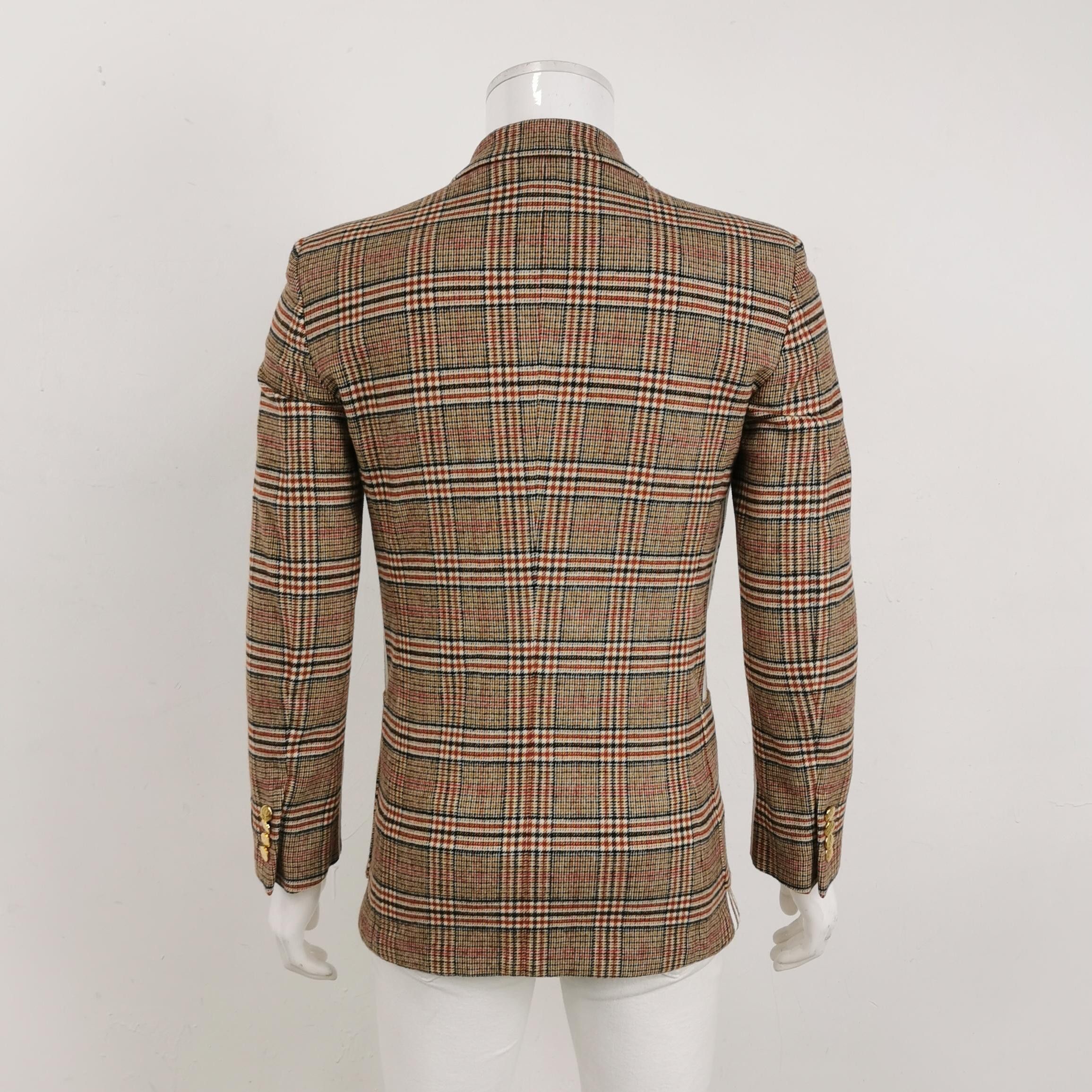 Gucci Gucci x Adidas Check Wool Double-Breasted Blazer 44 Size 34R - 2 Thumbnail