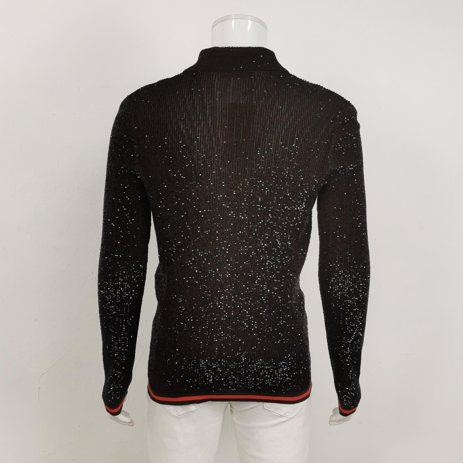 Gucci Gucci Sequin Ribbed Knit Polo Sweater Size L Size US L / EU 52-54 / 3 - 2 Thumbnail