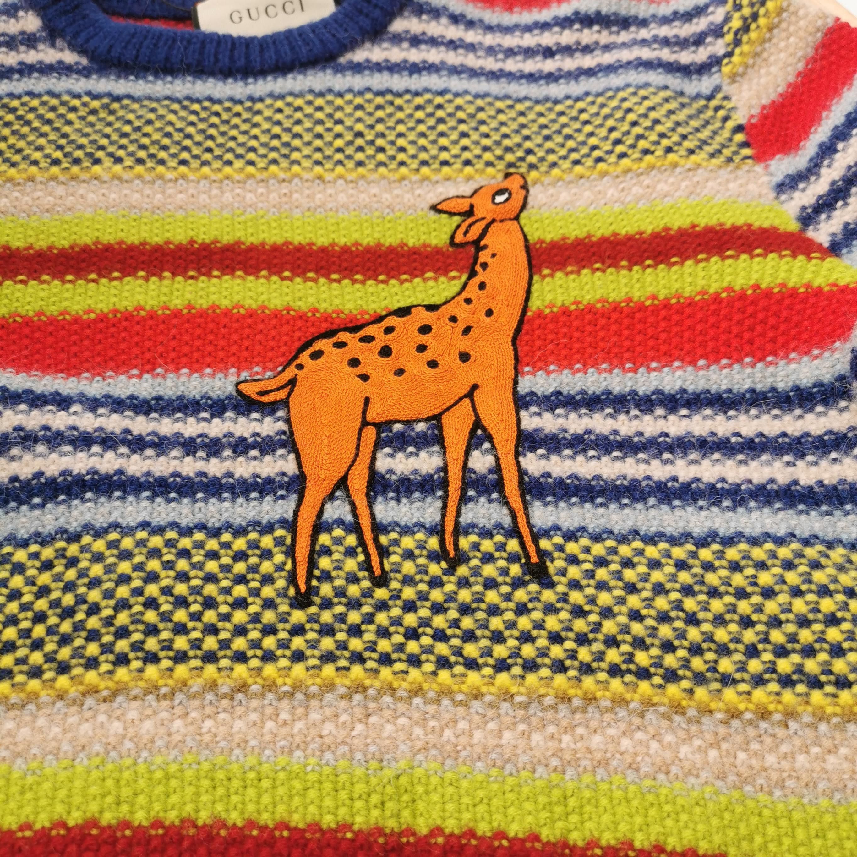 Gucci Gucci Giraffe Patch Striped Sweater Size S Size US S / EU 44-46 / 1 - 3 Thumbnail