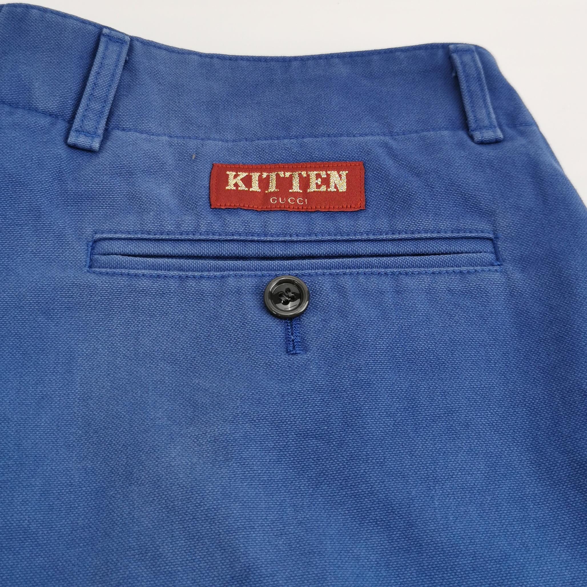 Gucci Gucci Blue Cotton Kitten Patch Shorts 48 Size US 32 / EU 48 - 4 Thumbnail