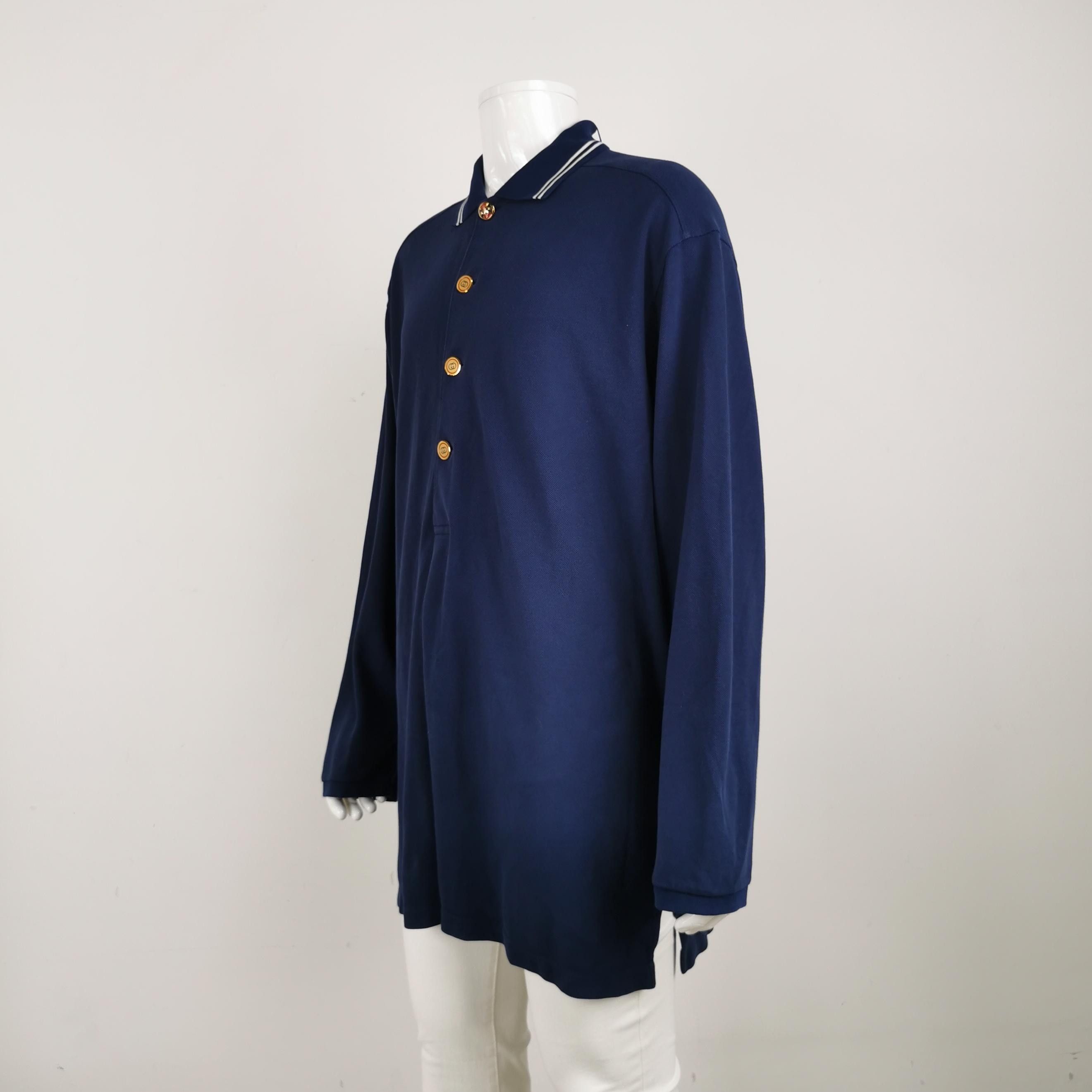Gucci Gucci Crest Button Long Sleeve Polo Size L Size US L / EU 52-54 / 3 - 2 Thumbnail