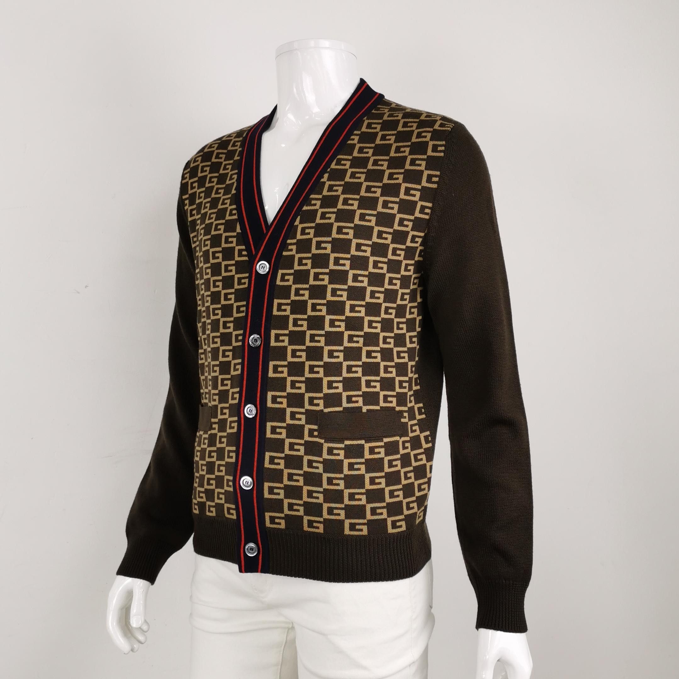 Gucci Gucci Monogram Back Graphic Wool Cardigan L Size US L / EU 52-54 / 3 - 2 Thumbnail