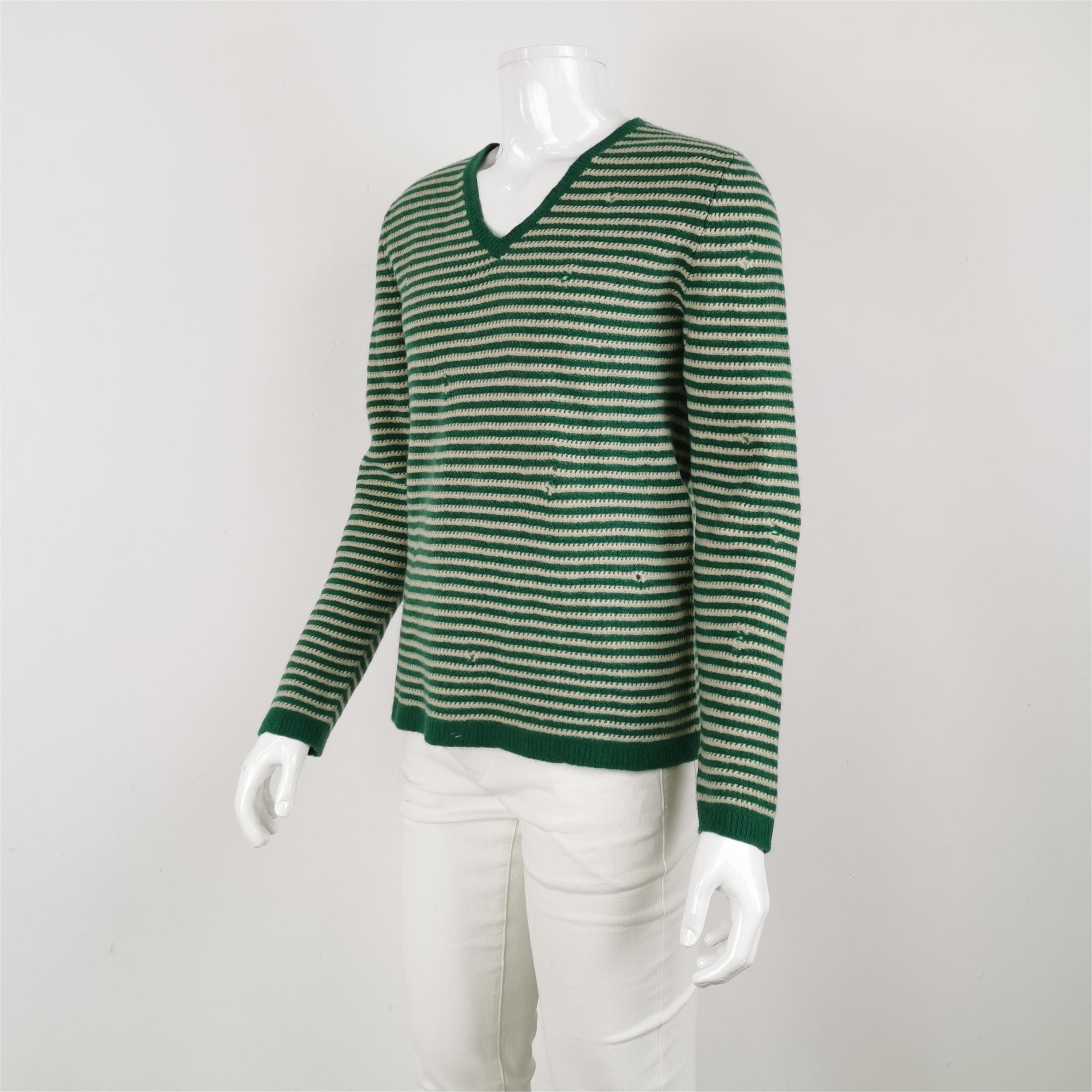 Gucci Gucci Striped Wool V-Neck Sweater Size M Size US M / EU 48-50 / 2 - 2 Thumbnail