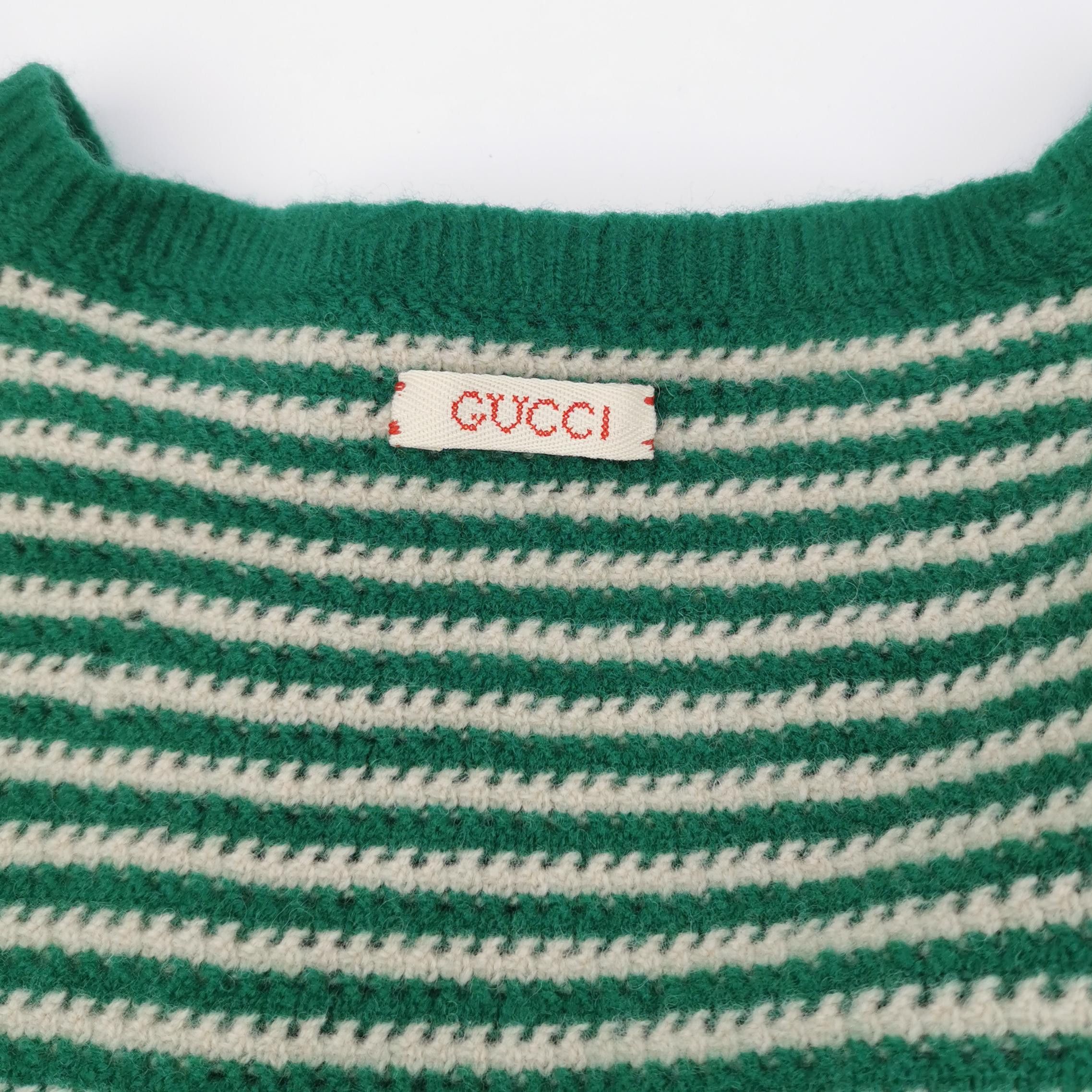 Gucci Gucci Striped Wool V-Neck Sweater Size M Size US M / EU 48-50 / 2 - 4 Thumbnail