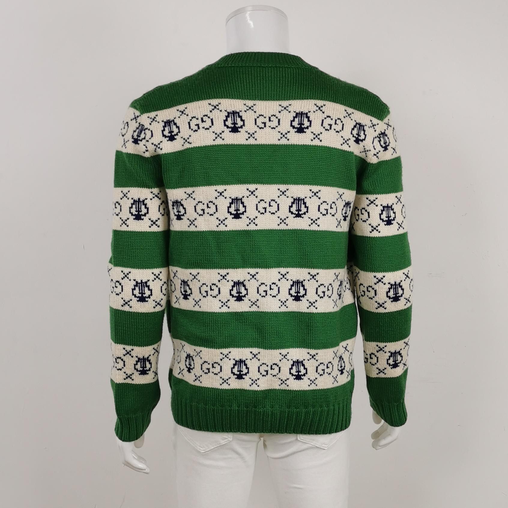 Gucci Gucci Logo Striped Wool Cardigan Size M Size US M / EU 48-50 / 2 - 2 Thumbnail