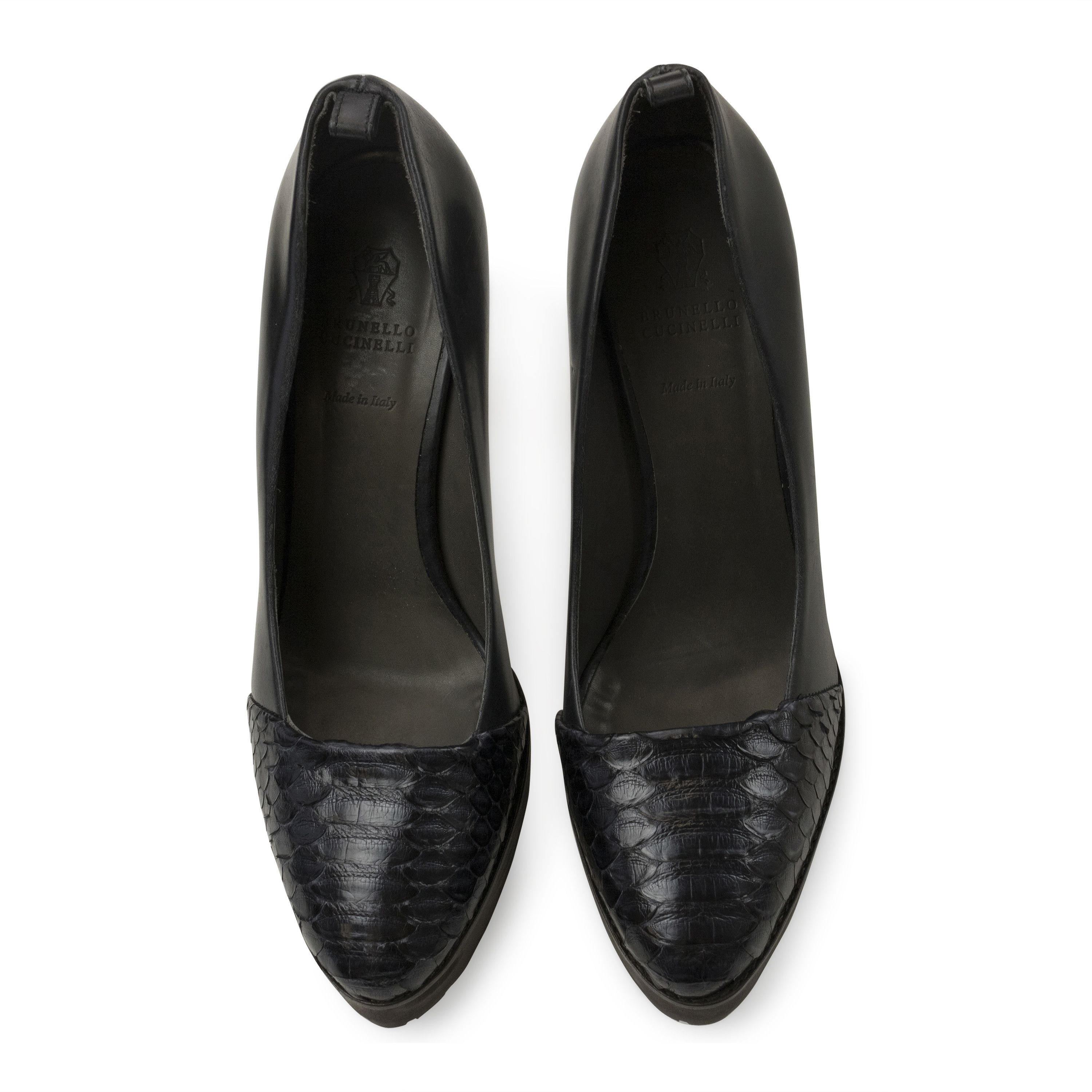 Brunello Cucinelli NEW PYTHON LEATHER DARK NAVY PUMPS & HEELS SIZE 41 Size US 11 / IT 41 - 4 Thumbnail