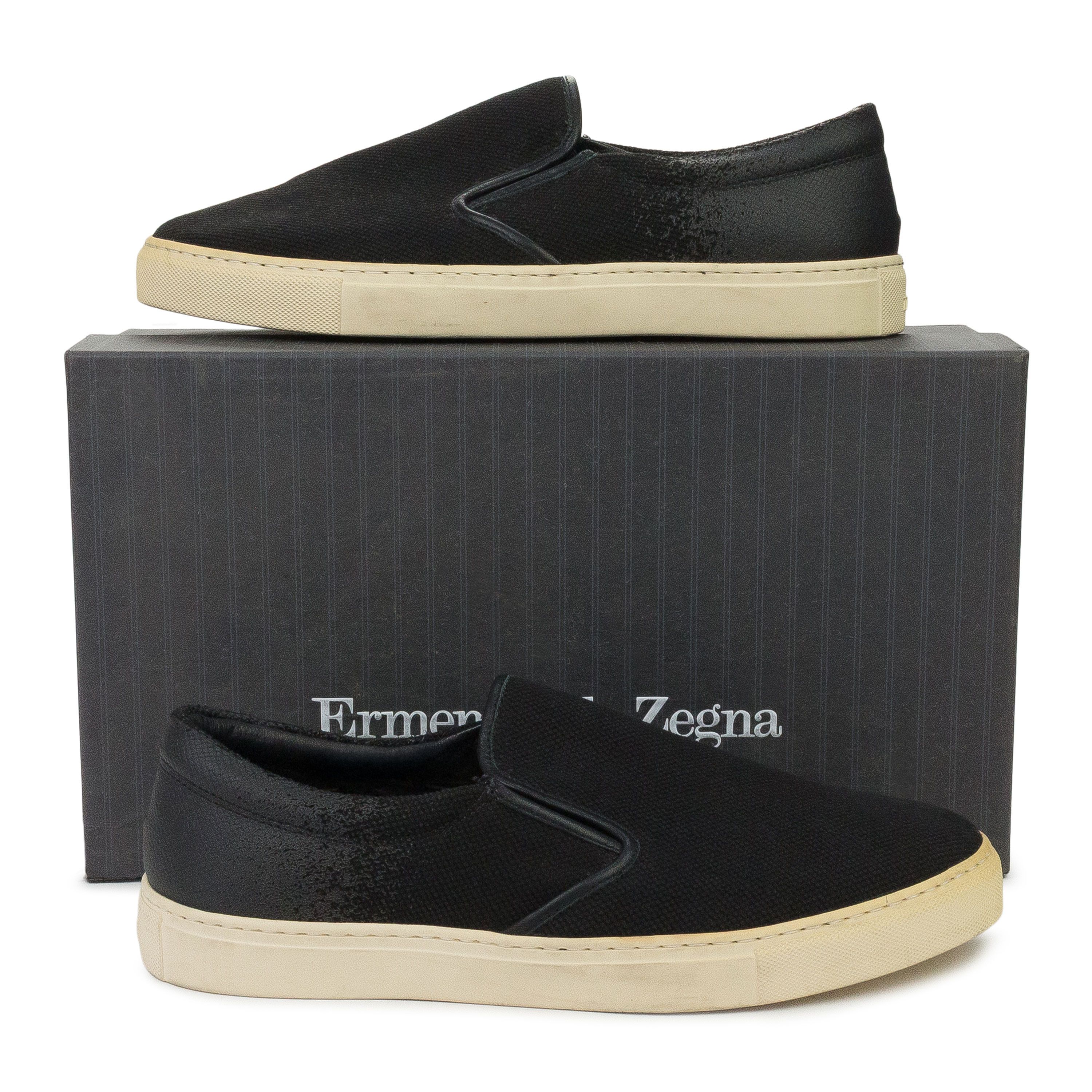 Ermenegildo Zegna NERO LEATHER PATCH HEEL SLIP-ON SIZE 10 Size US 10 / EU 43 - 7 Thumbnail
