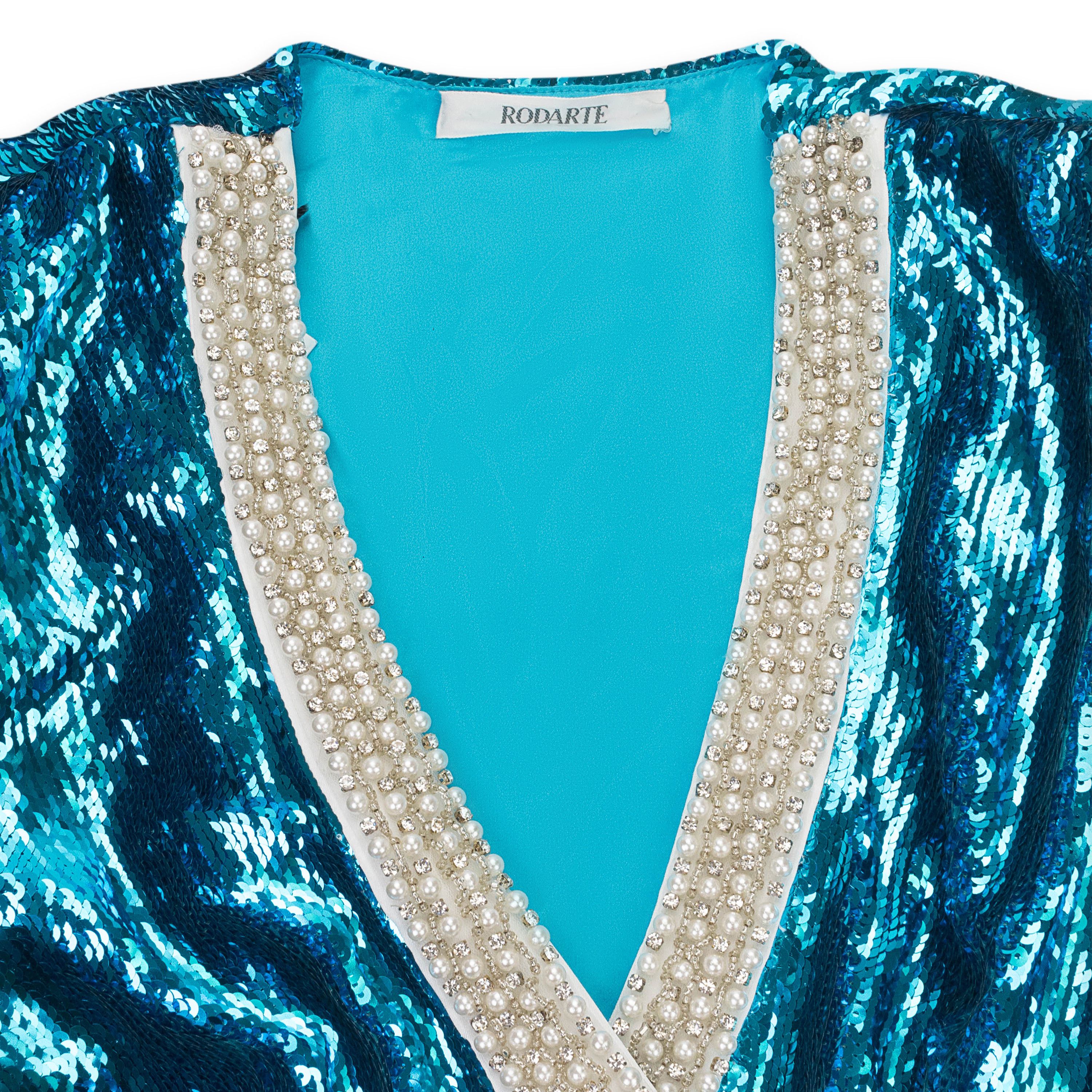 Rodarte SEQUINED TEAL WRAP JACKET SIZE S Size S / US 4 / IT 40 - 3 Thumbnail