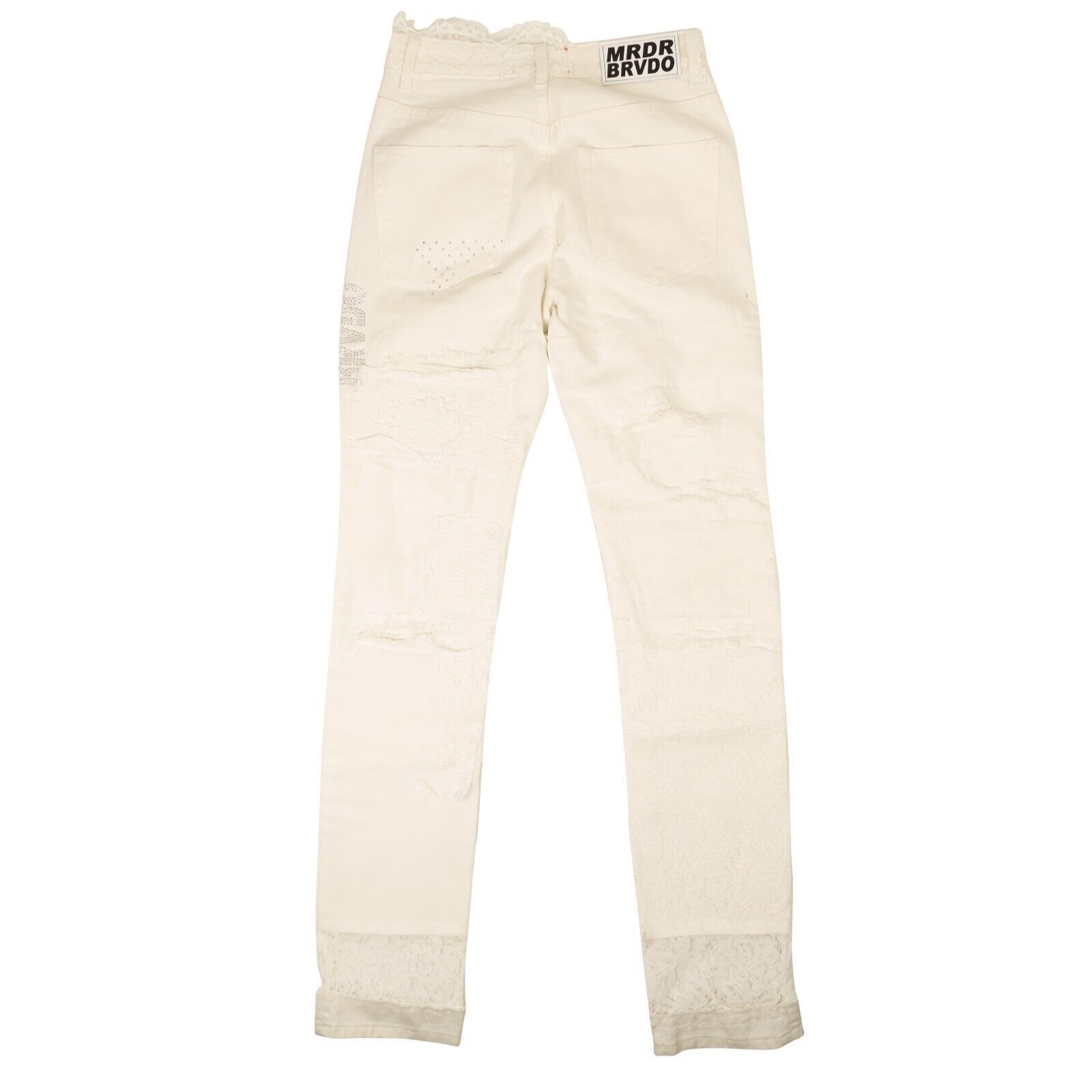 Who Decides War White Altar Lace Detail Denim Jeans Size 24 Size US 26 / EU 42 - 3 Thumbnail