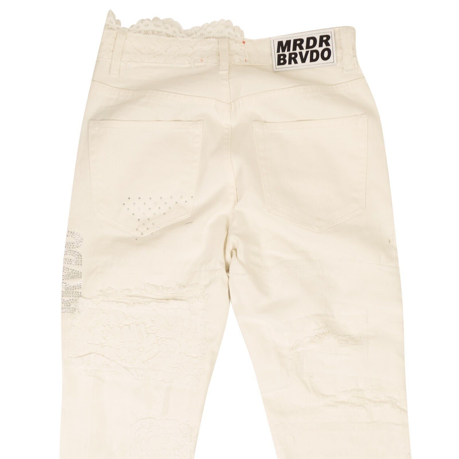 Who Decides War White Altar Lace Detail Denim Jeans Size 24 Size US 26 / EU 42 - 4 Thumbnail