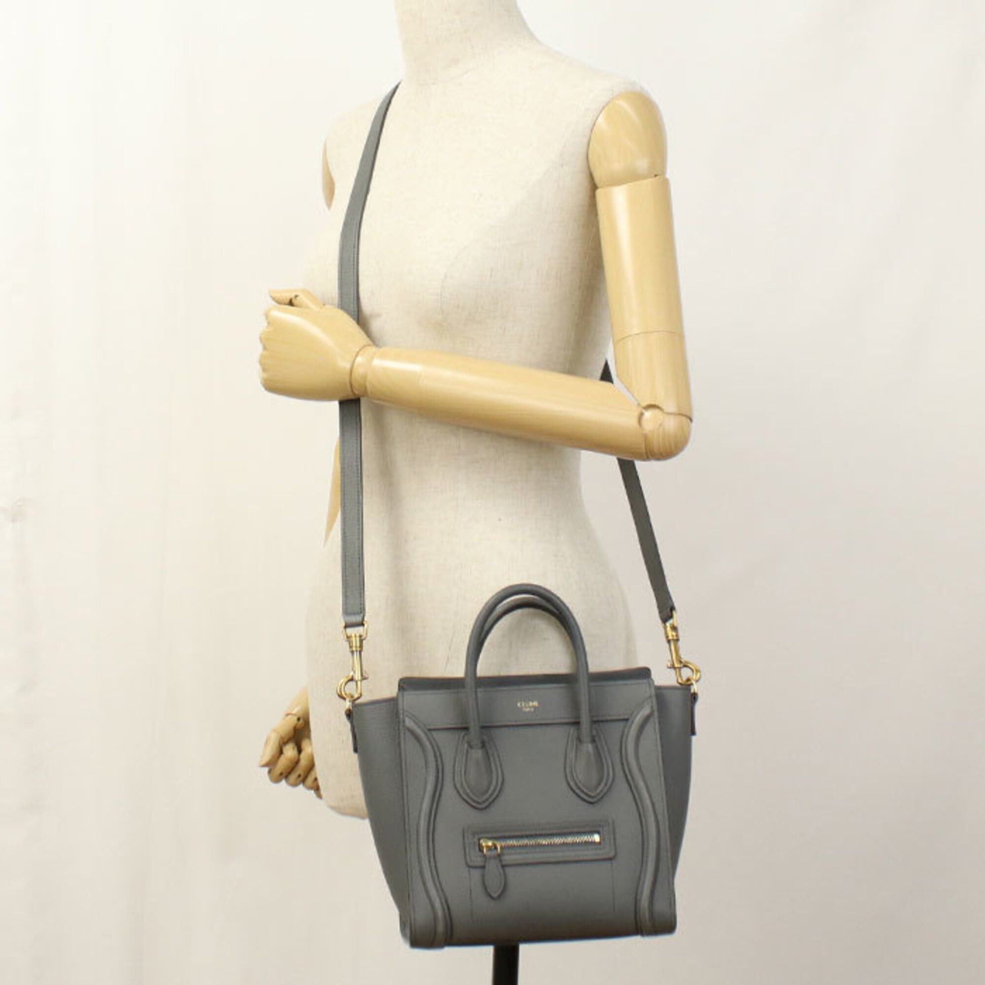 Celine Celine Tote Bag 189243AQL.10KL Luggage Nano Women's Gray Size ONE SIZE - 9 Thumbnail
