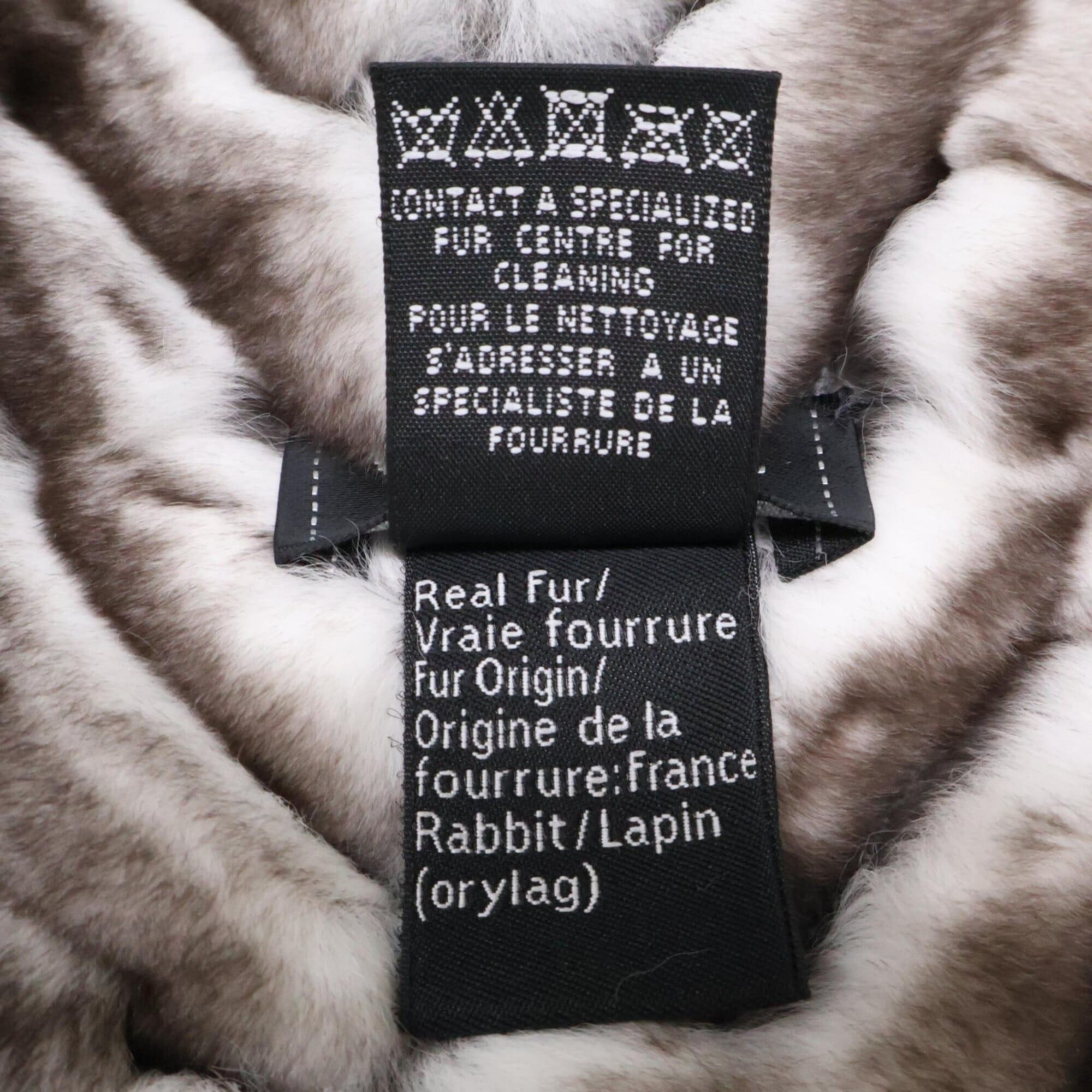 Chanel CHANEL Orylag x Cashmere Real Fur Scarf with Coco Mark on Both Ends - Black/White Women's Size ONE SIZE - 9 Thumbnail