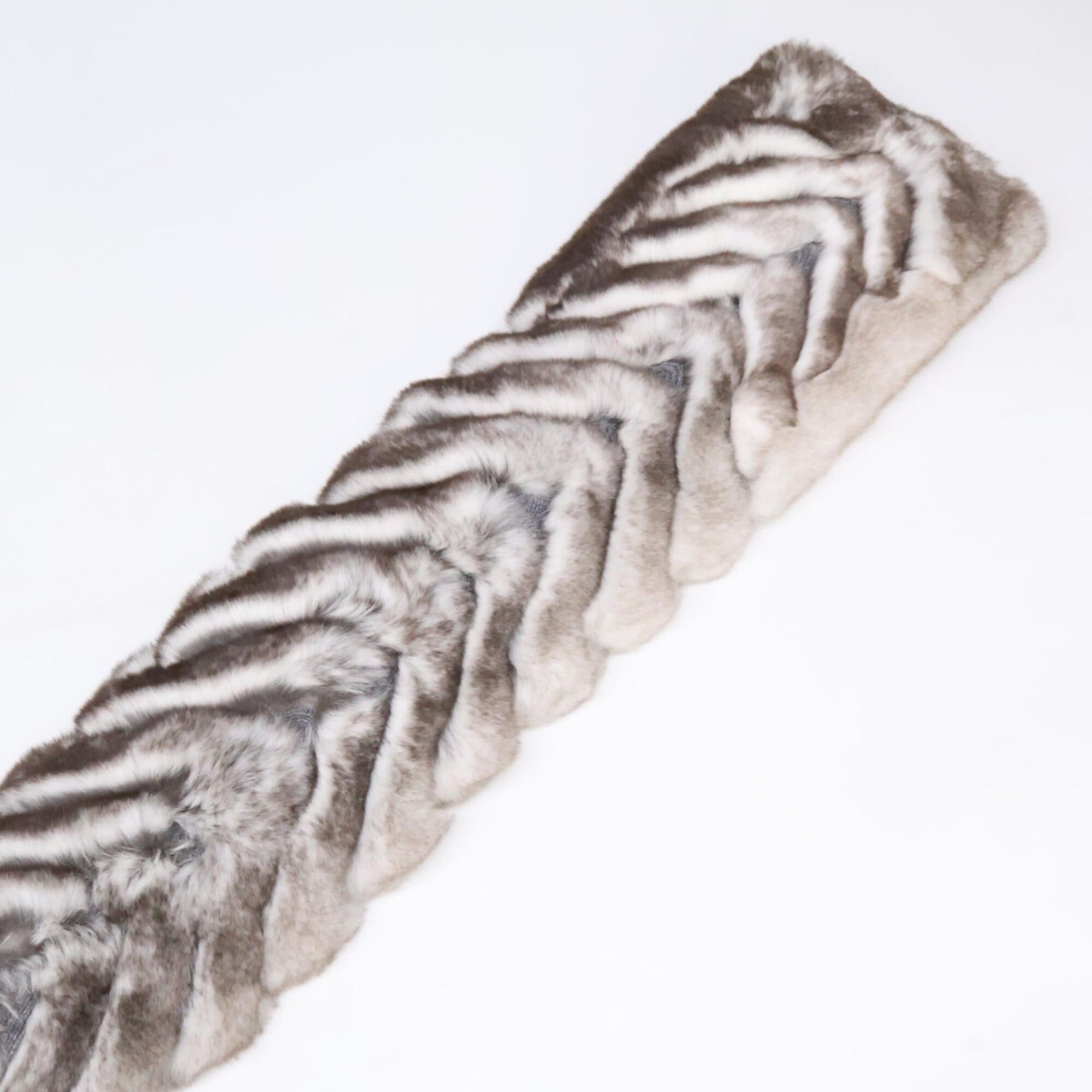 Chanel CHANEL Orylag x Cashmere Real Fur Scarf with Coco Mark on Both Ends - Black/White Women's Size ONE SIZE - 7 Thumbnail