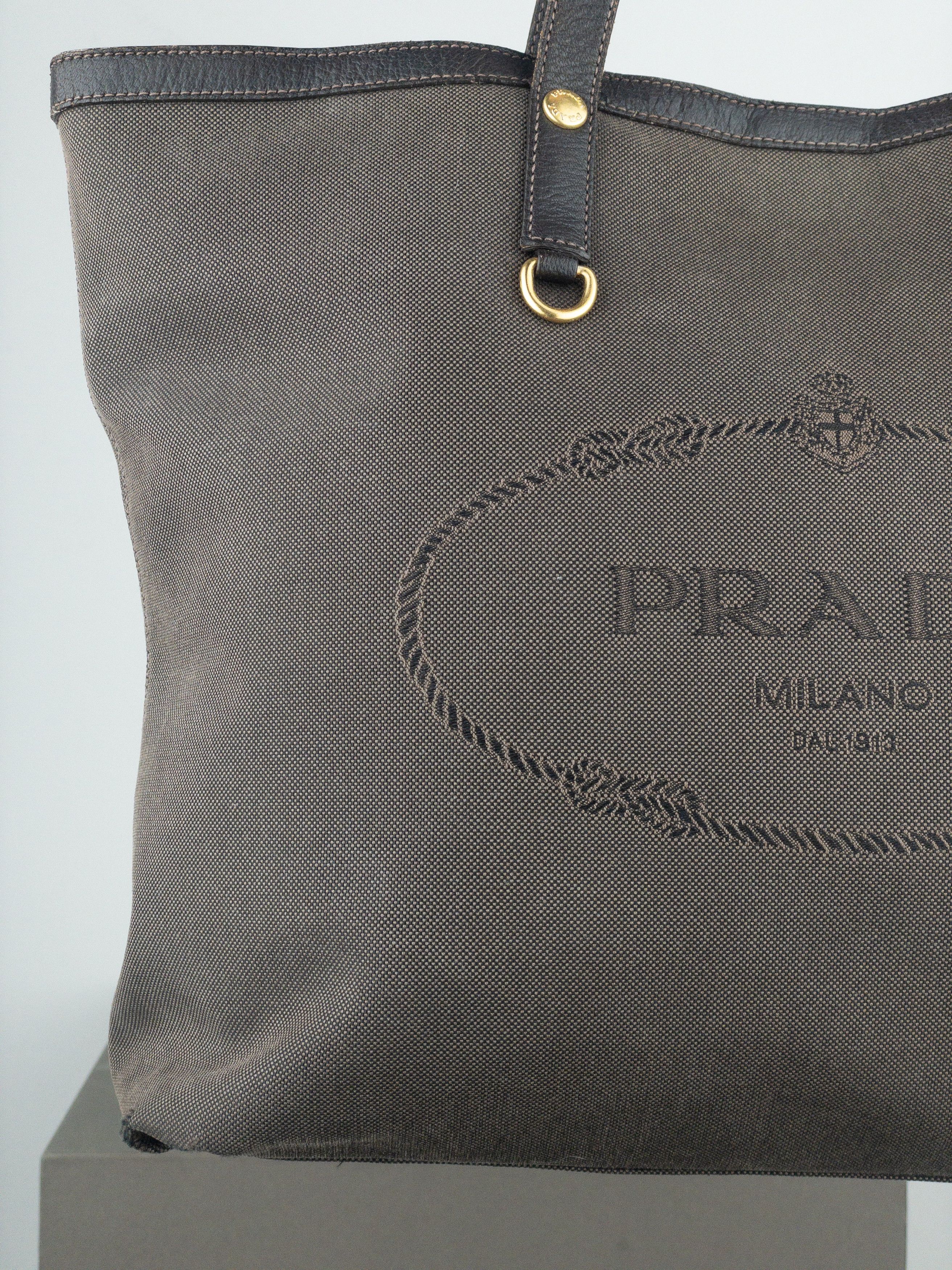 Prada 2000s Jacquard Canvas Shopper Tote Handbag Size ONE SIZE - 5 Thumbnail