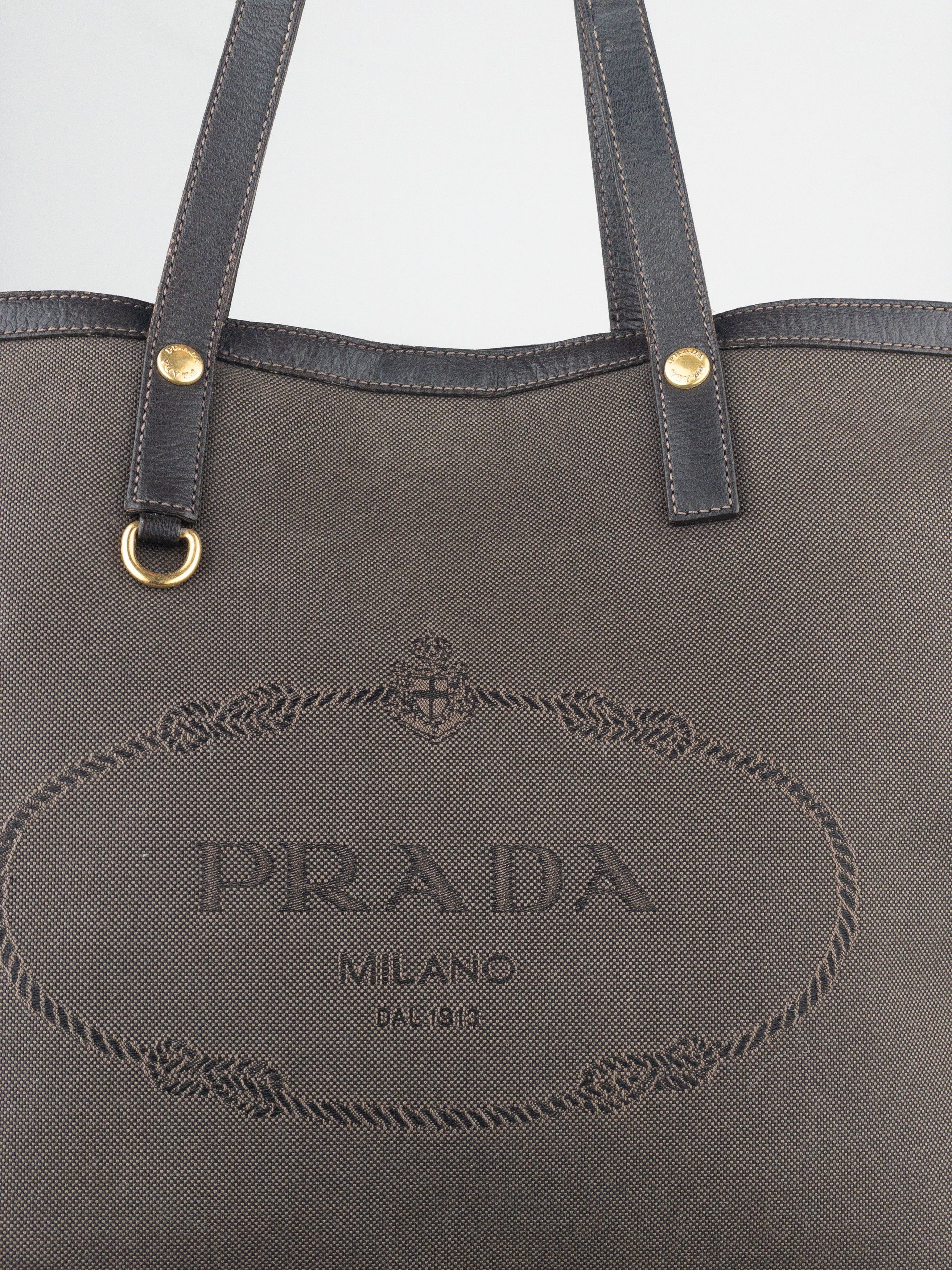 Prada 2000s Jacquard Canvas Shopper Tote Handbag Size ONE SIZE - 4 Thumbnail