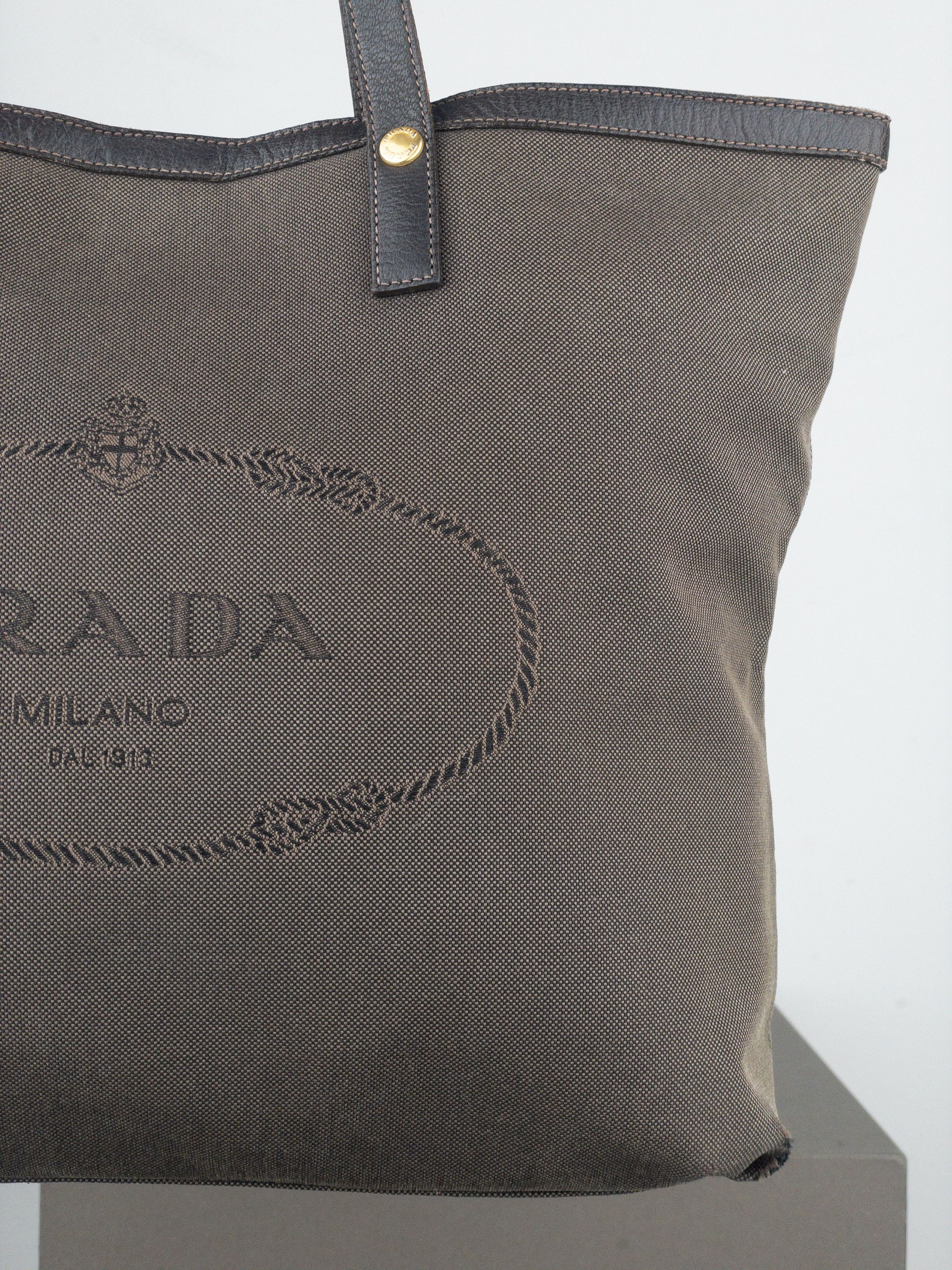 Prada 2000s Jacquard Canvas Shopper Tote Handbag Size ONE SIZE - 6 Thumbnail