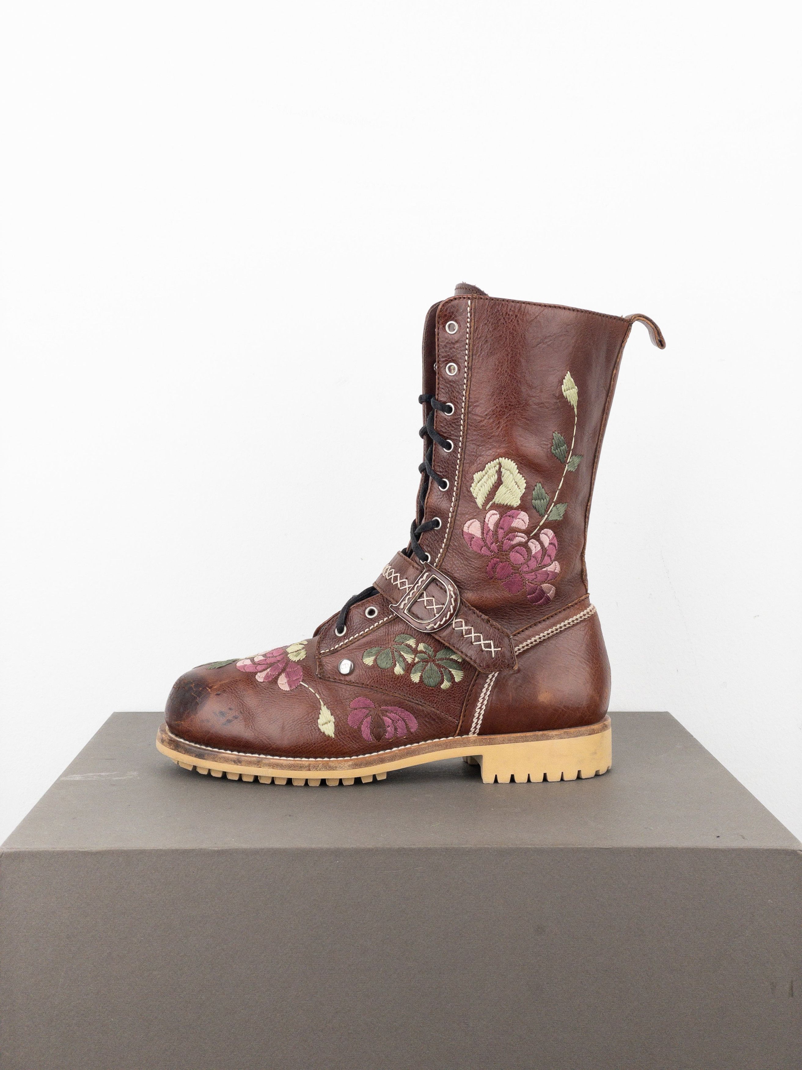 Dior by Galliano AW05 Floral Embroidery Combat Boots Size US 6 / IT 36 - 3 Thumbnail