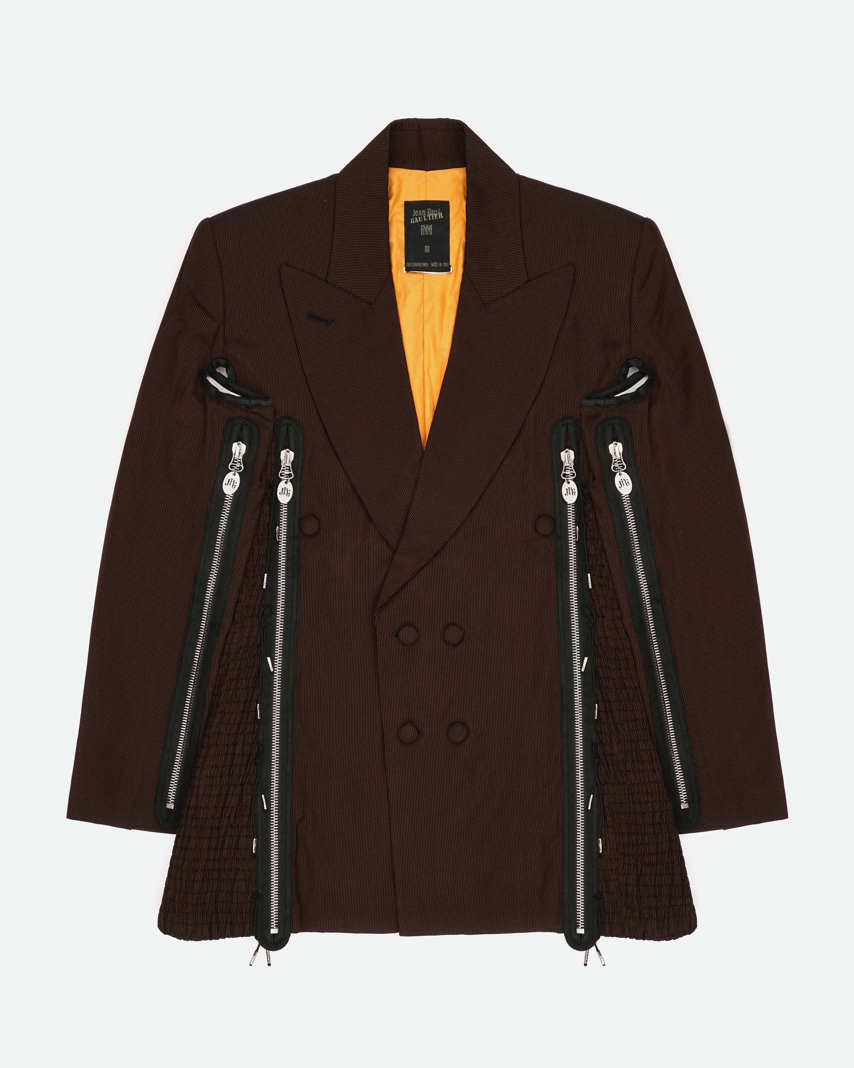 Jean Paul Gaultier AW89 FEMMES ENTRE ELLES Bondage Multi-Zipper Blazer Size US M / EU 48-50 / 2 - 2 Thumbnail