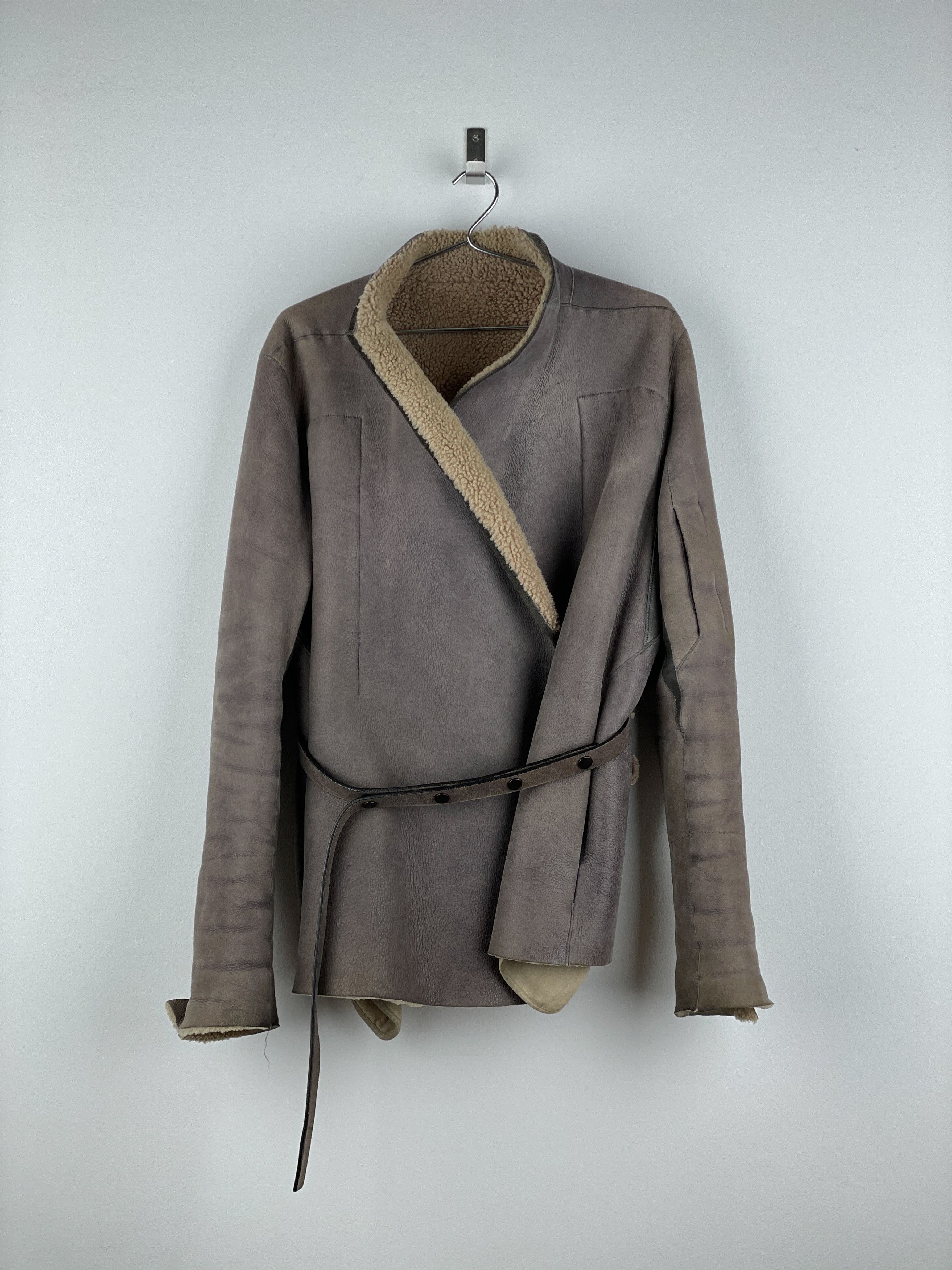 Rick Owens AW10 'Gleam' Belted Shearling Leather Jacket Size US S / EU 44-46 / 1 - 3 Thumbnail