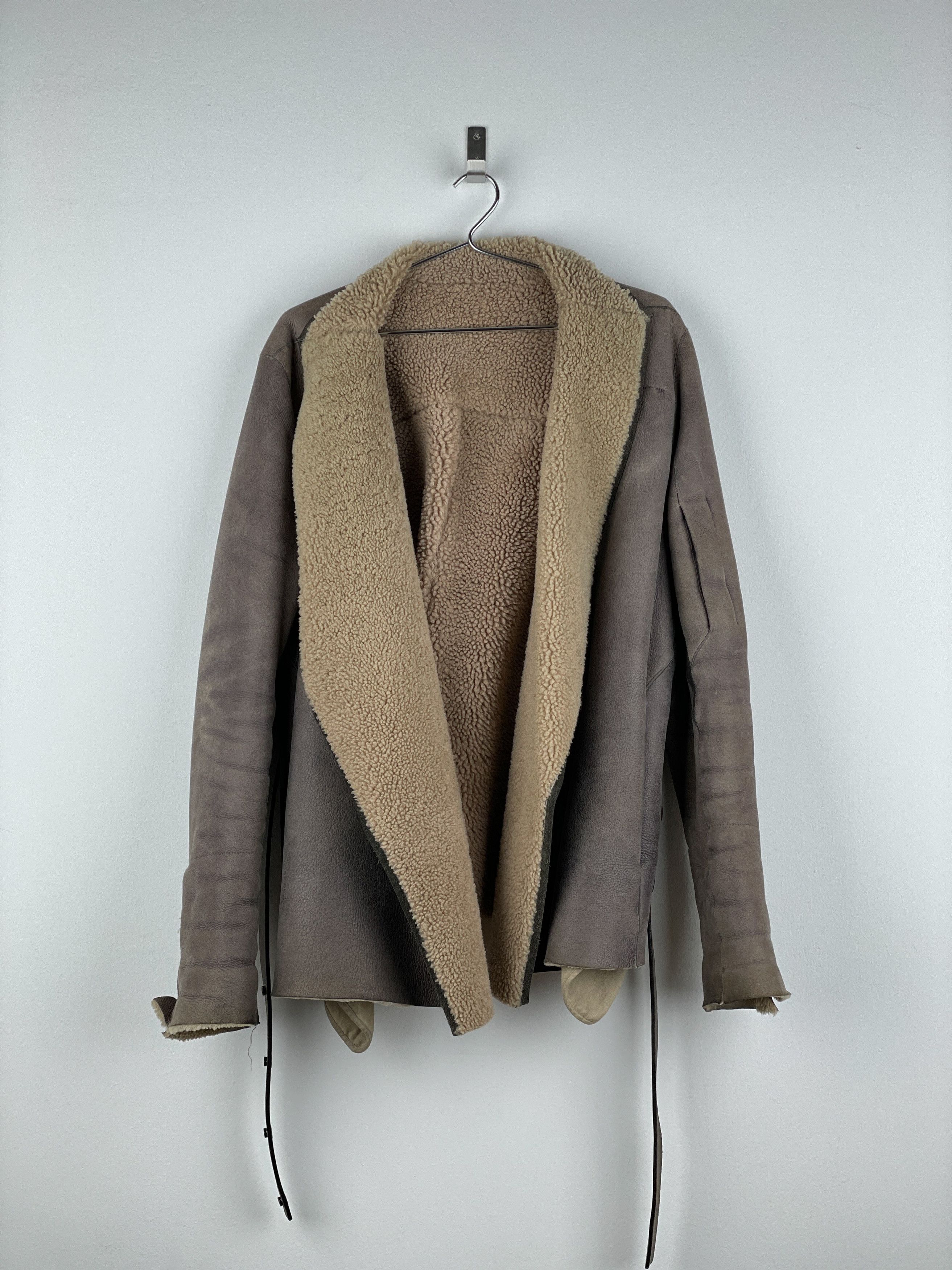 Rick Owens AW10 'Gleam' Belted Shearling Leather Jacket Size US S / EU 44-46 / 1 - 4 Thumbnail