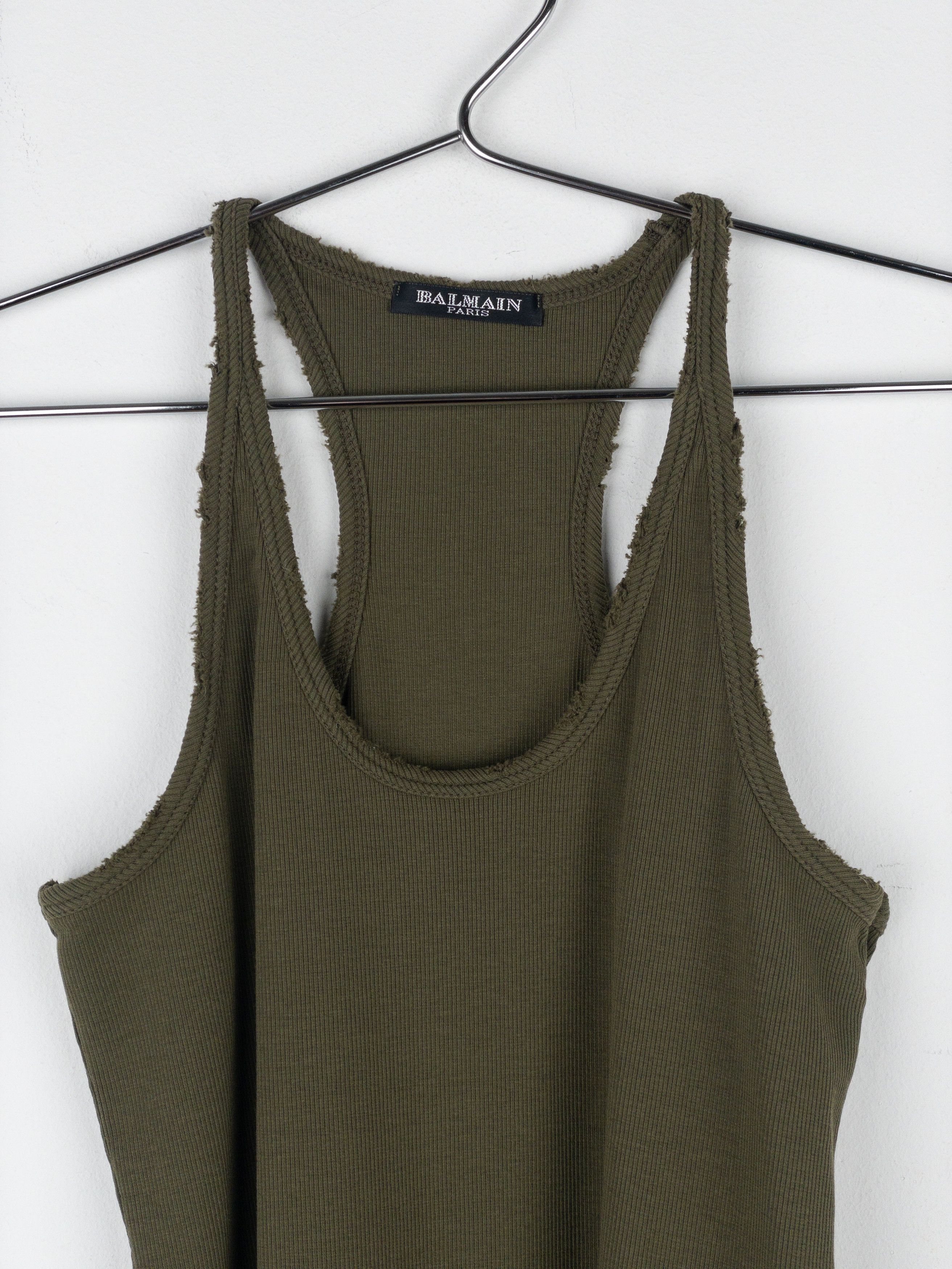 Balmain by Decarnin Distressed Ribbed Tank Top Size M / US 6-8 / IT 42-44 - 3 Thumbnail