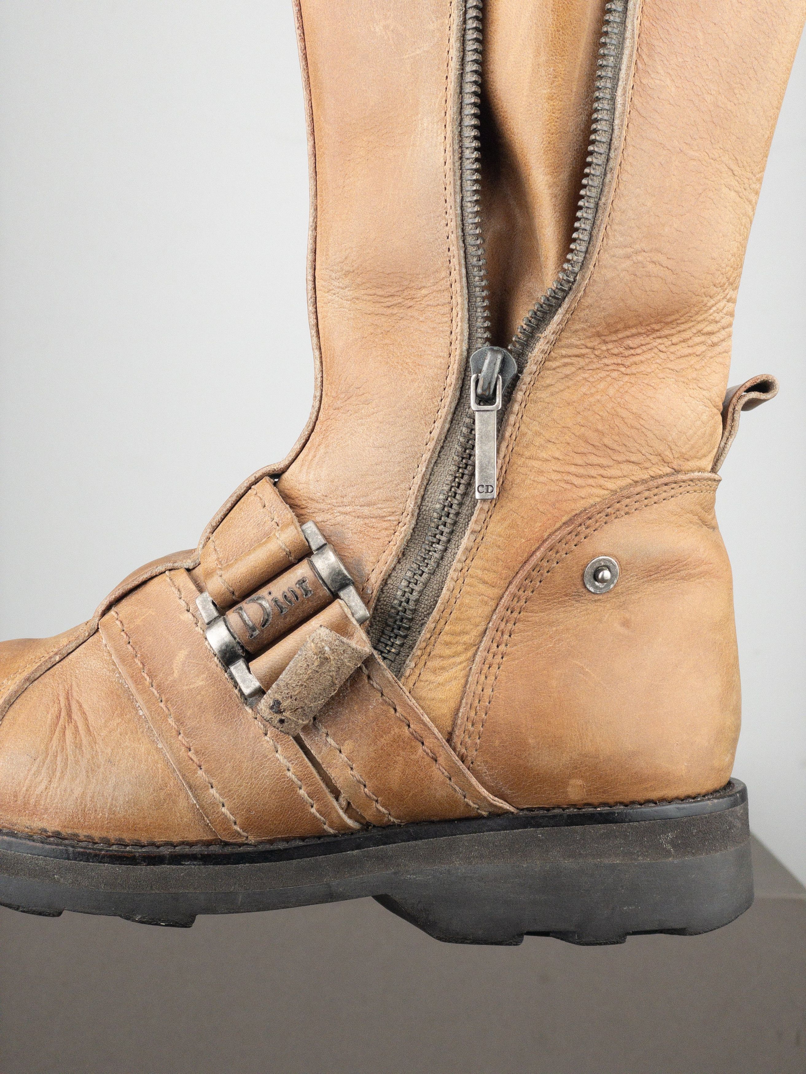 Dior by Galliano 2000s Buckled Moto Biker Boots Size US 5.5 / IT 35.5 - 8 Thumbnail