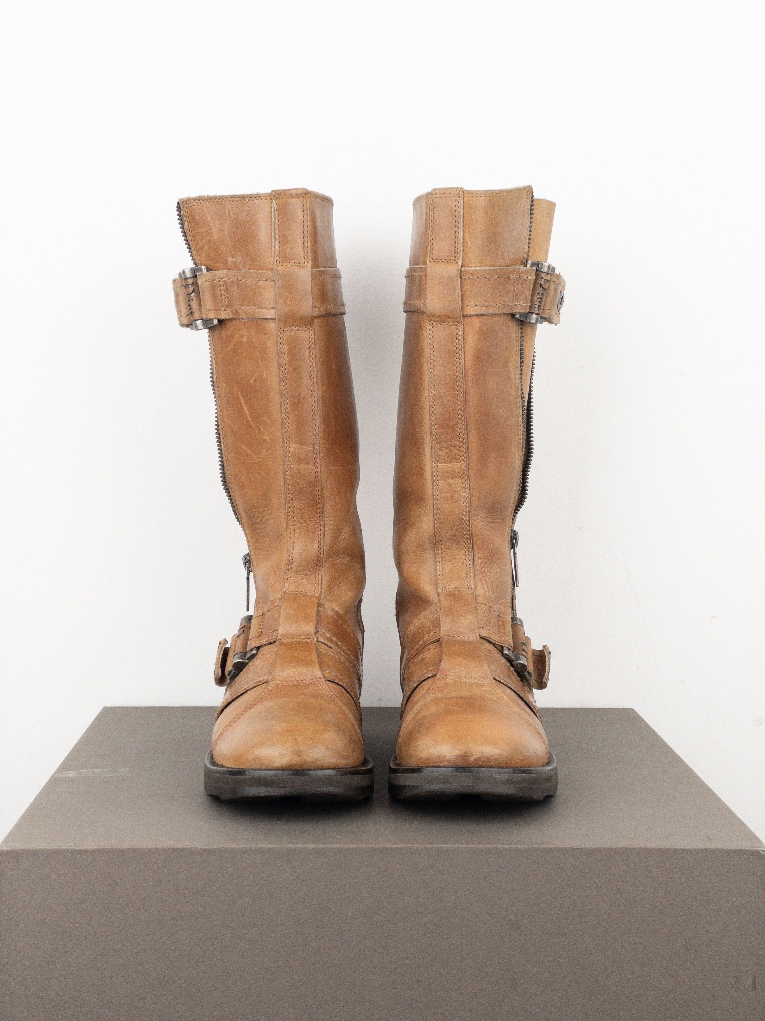 Dior by Galliano 2000s Buckled Moto Biker Boots Size US 5.5 / IT 35.5 - 5 Thumbnail