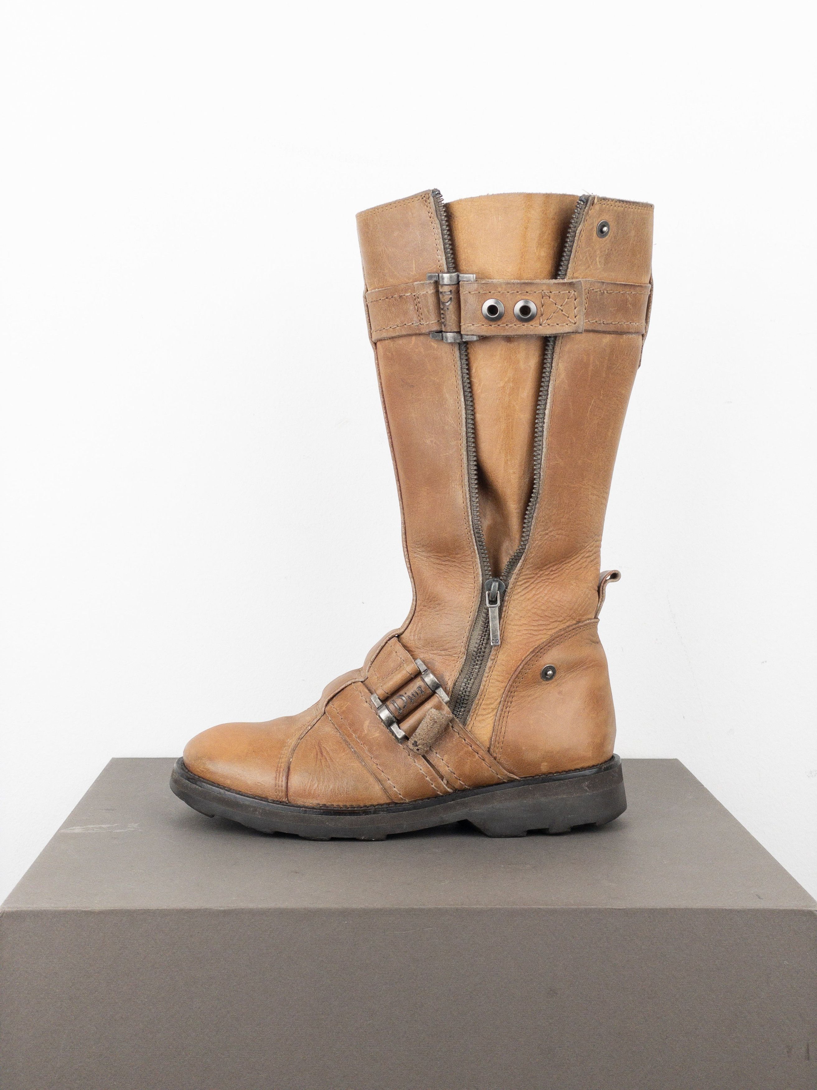 Dior by Galliano 2000s Buckled Moto Biker Boots Size US 5.5 / IT 35.5 - 3 Thumbnail
