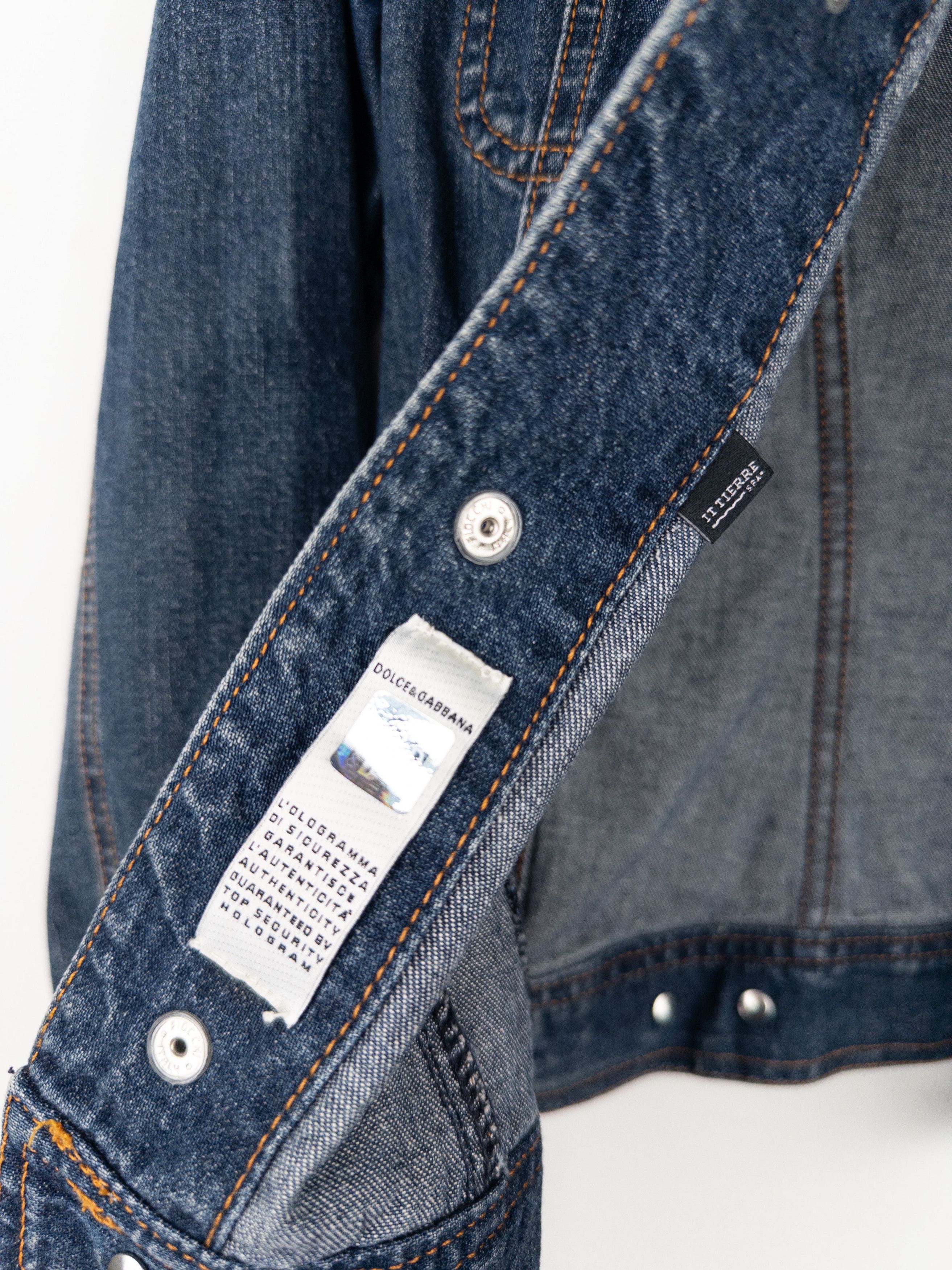 Dolce & Gabbana 2000s Rhinestone Denim Trucker Jacket Size XS / US 0-2 / IT 36-38 - 9 Thumbnail