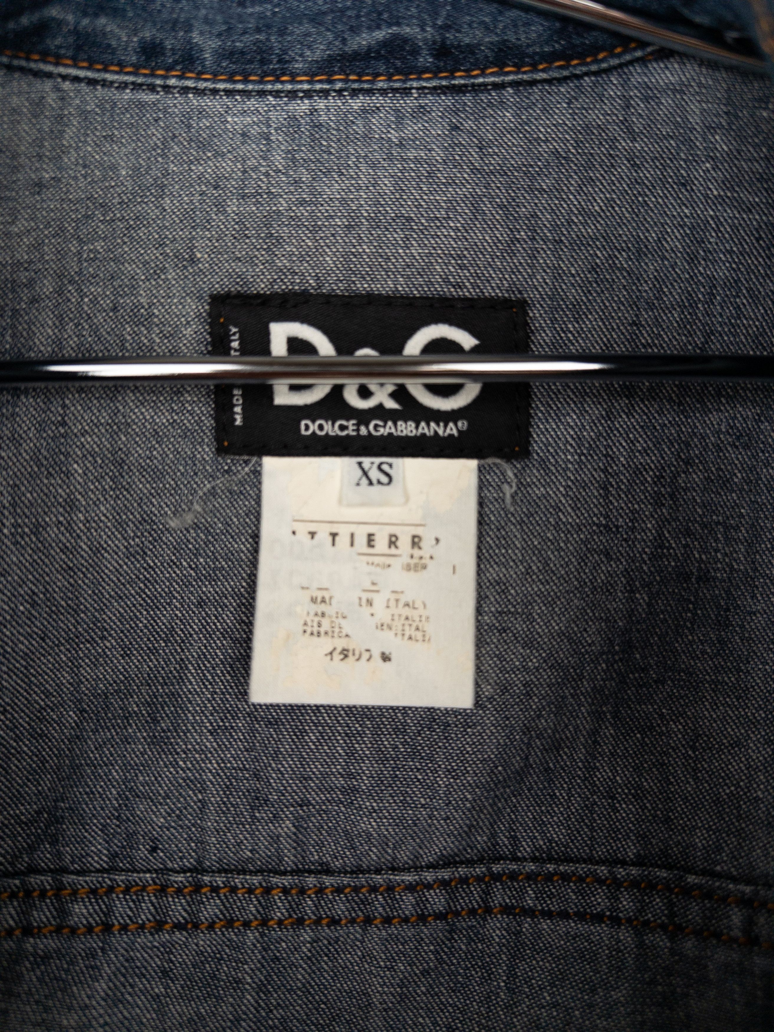 Dolce & Gabbana 2000s Rhinestone Denim Trucker Jacket Size XS / US 0-2 / IT 36-38 - 10 Thumbnail
