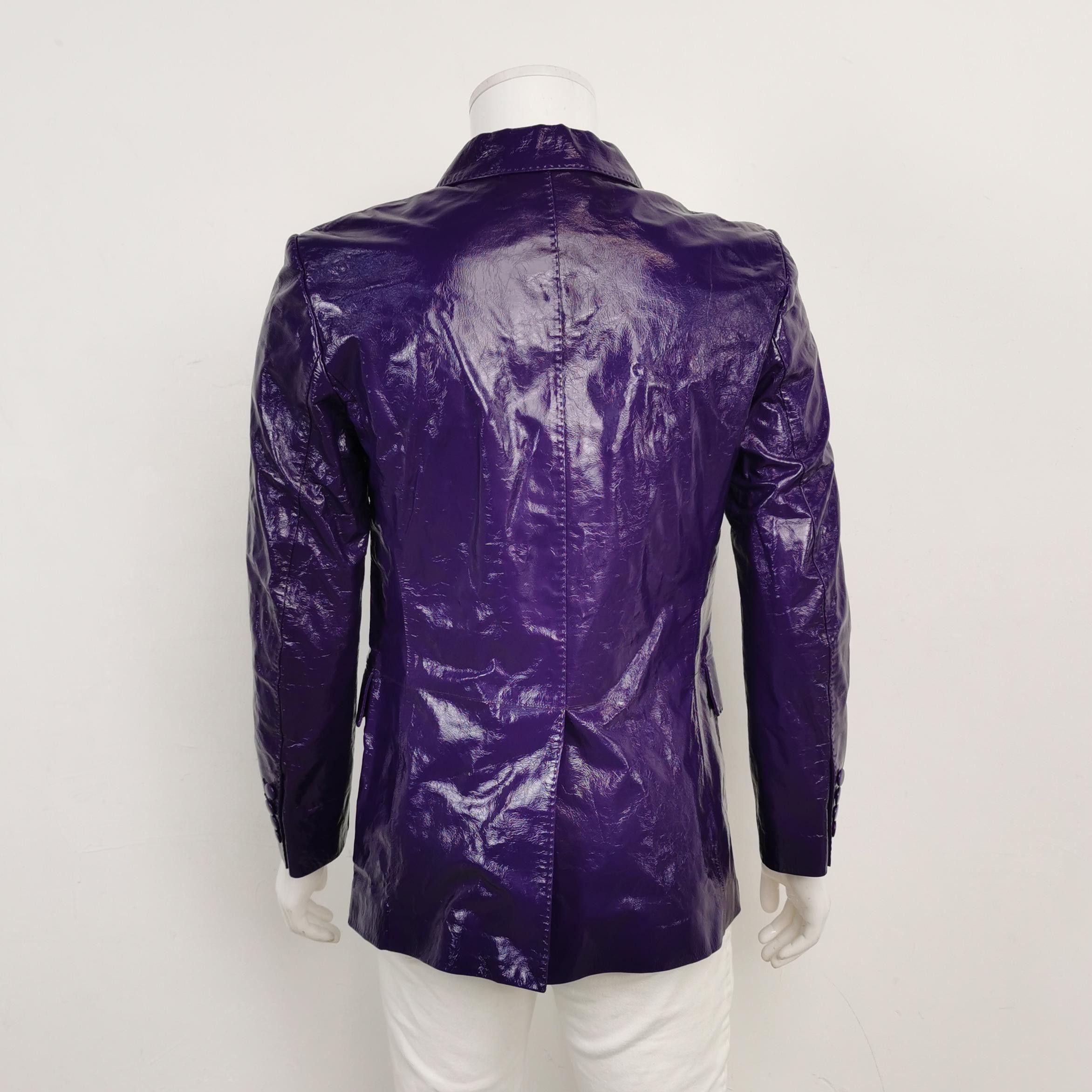 Gucci Gucci Purple Double Breasted Leather Jacket 46 Size US S / EU 44-46 / 1 - 2 Thumbnail