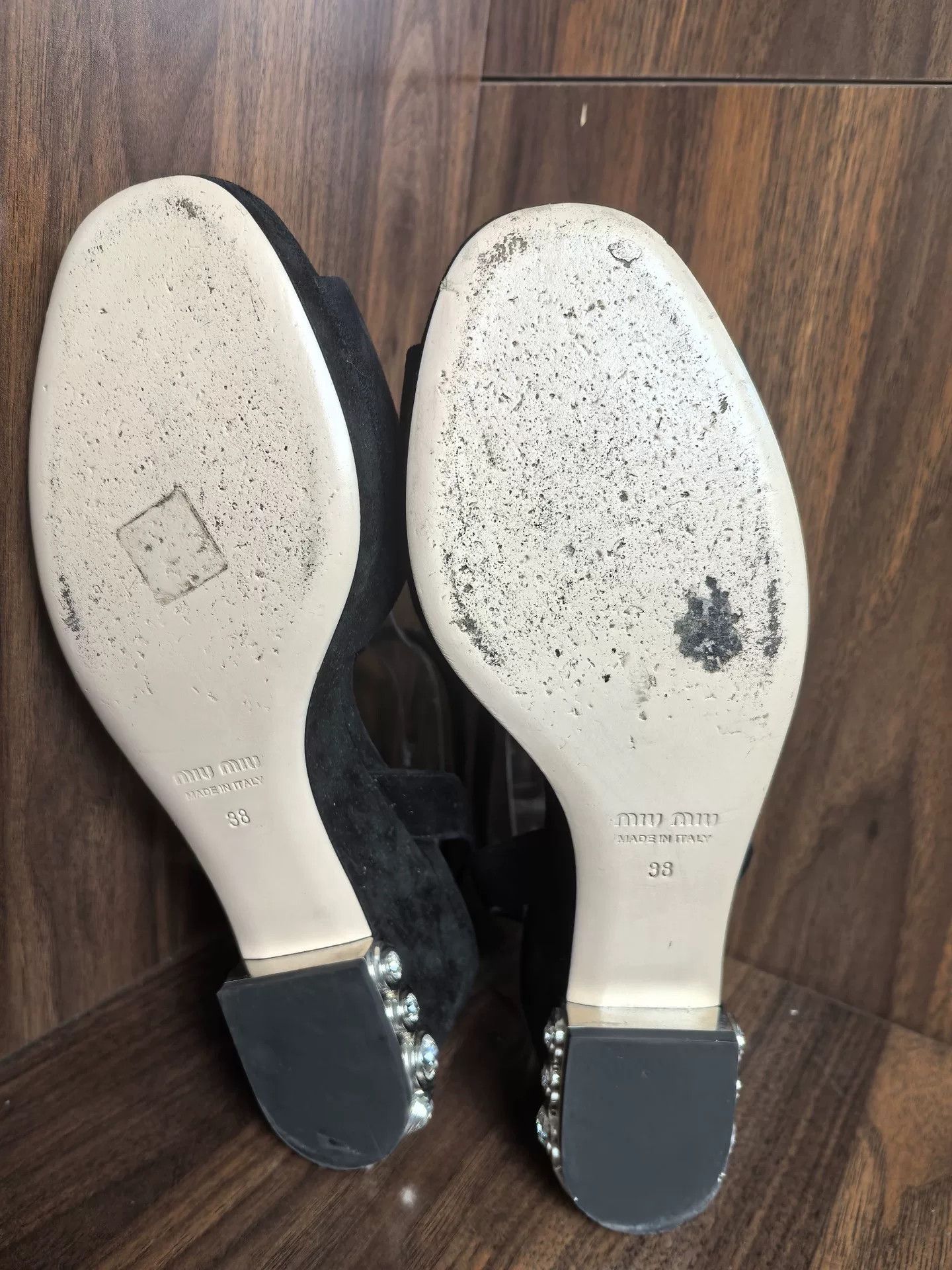 Miu Miu Miu Miu Suede Black Sandals us_8 Women Size US 8 / IT 38 - 5 Thumbnail