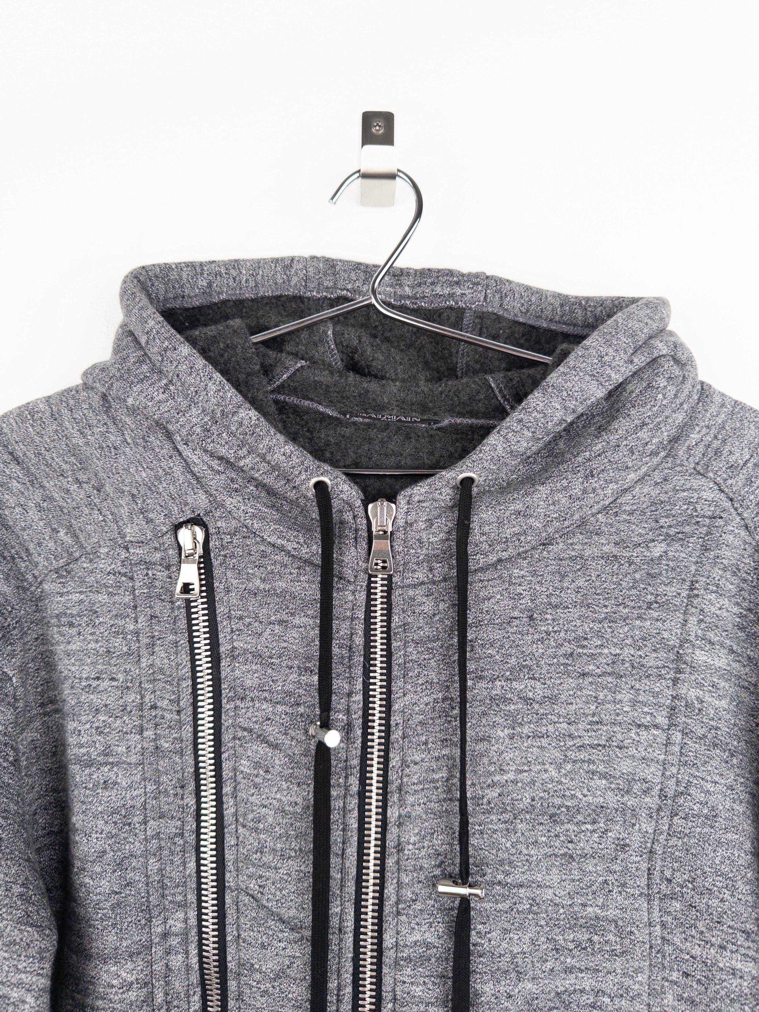 Balmain by Olivier Rousteing 2010s Double-Zip Biker Hoodie Jacket Size US L / EU 52-54 / 3 - 3 Thumbnail