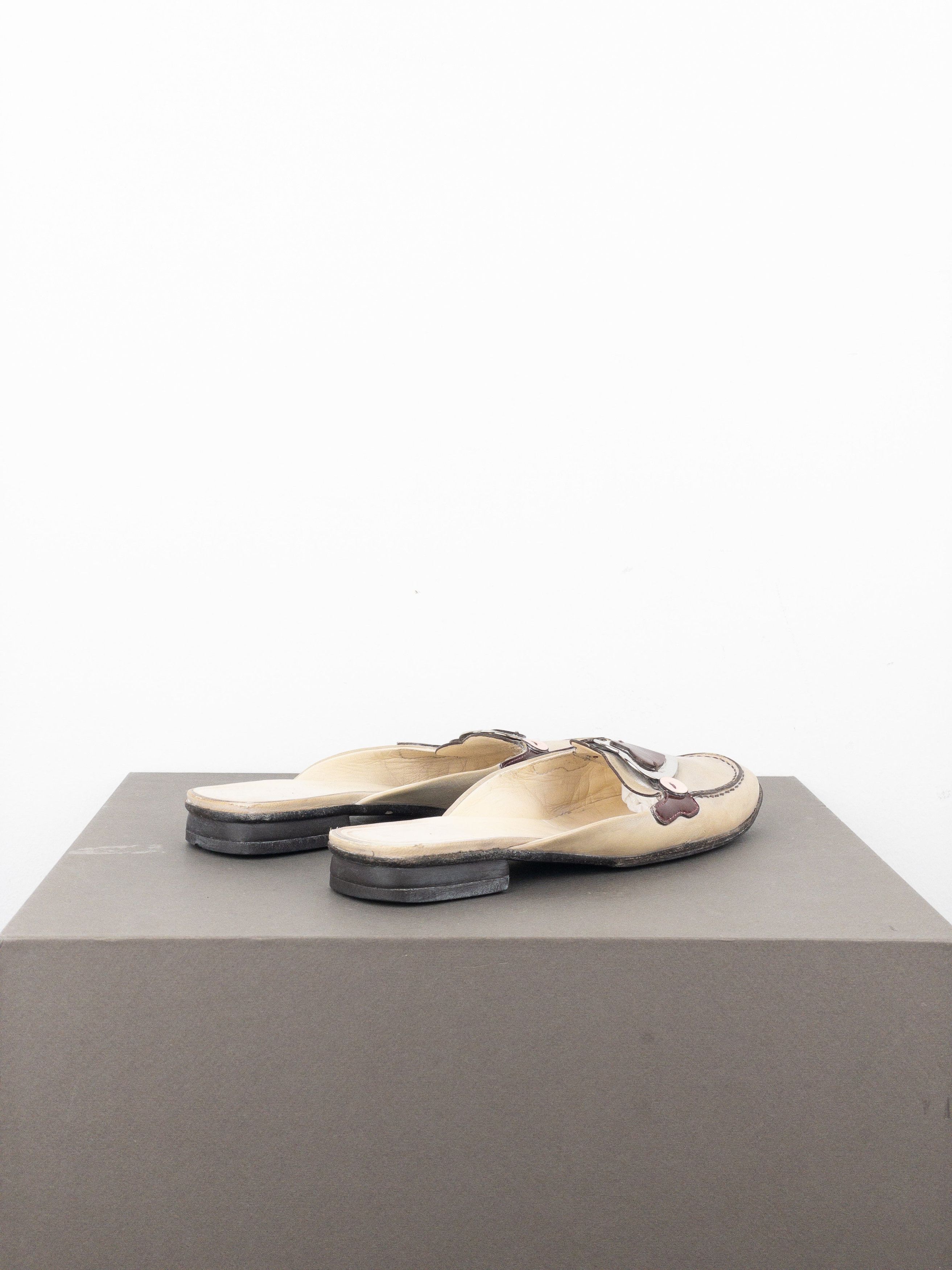 Prada SS00 Square Toe Metal Heart Mules Size US 7 / IT 37 - 2 Thumbnail
