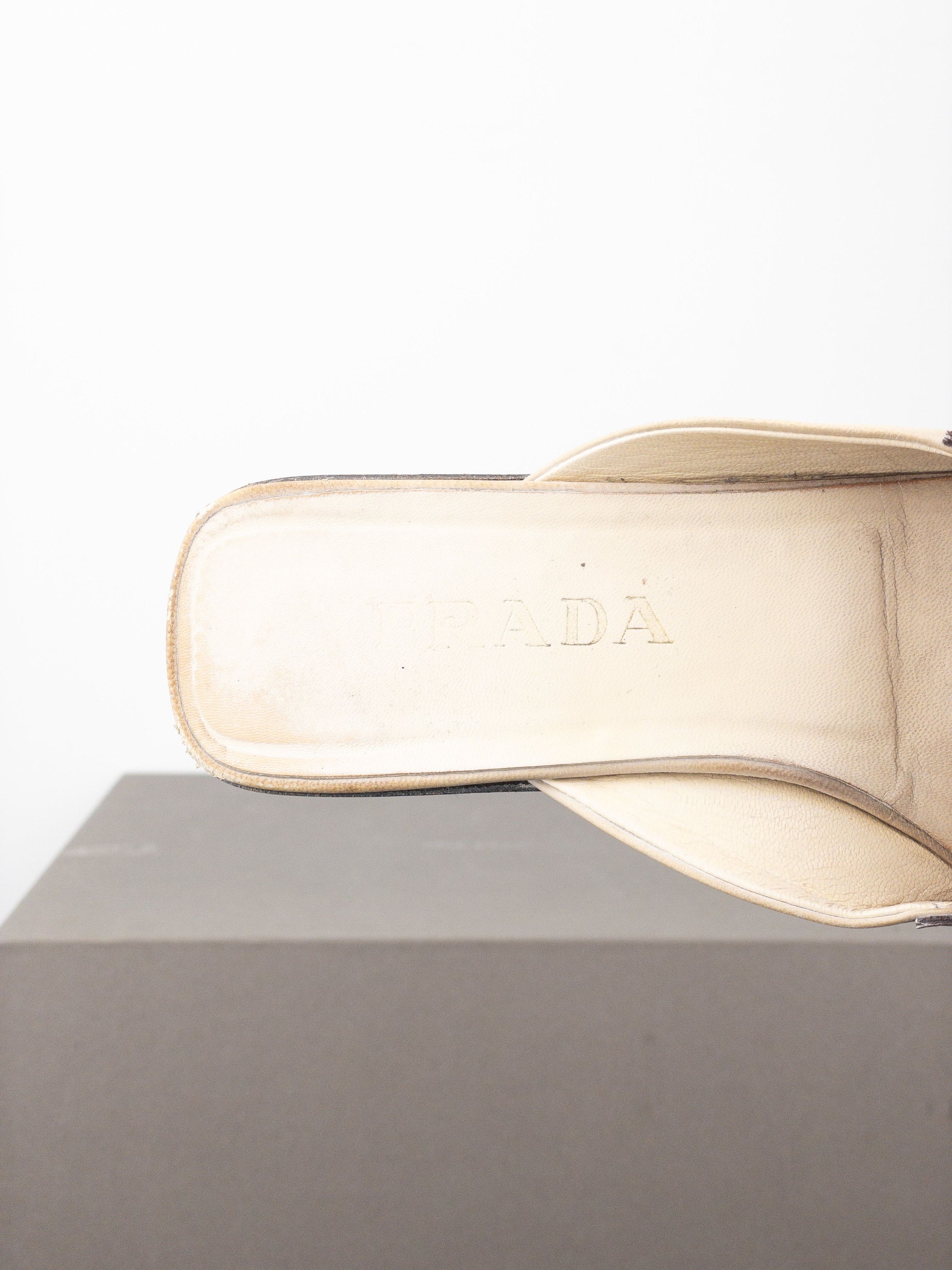 Prada SS00 Square Toe Metal Heart Mules Size US 7 / IT 37 - 9 Thumbnail