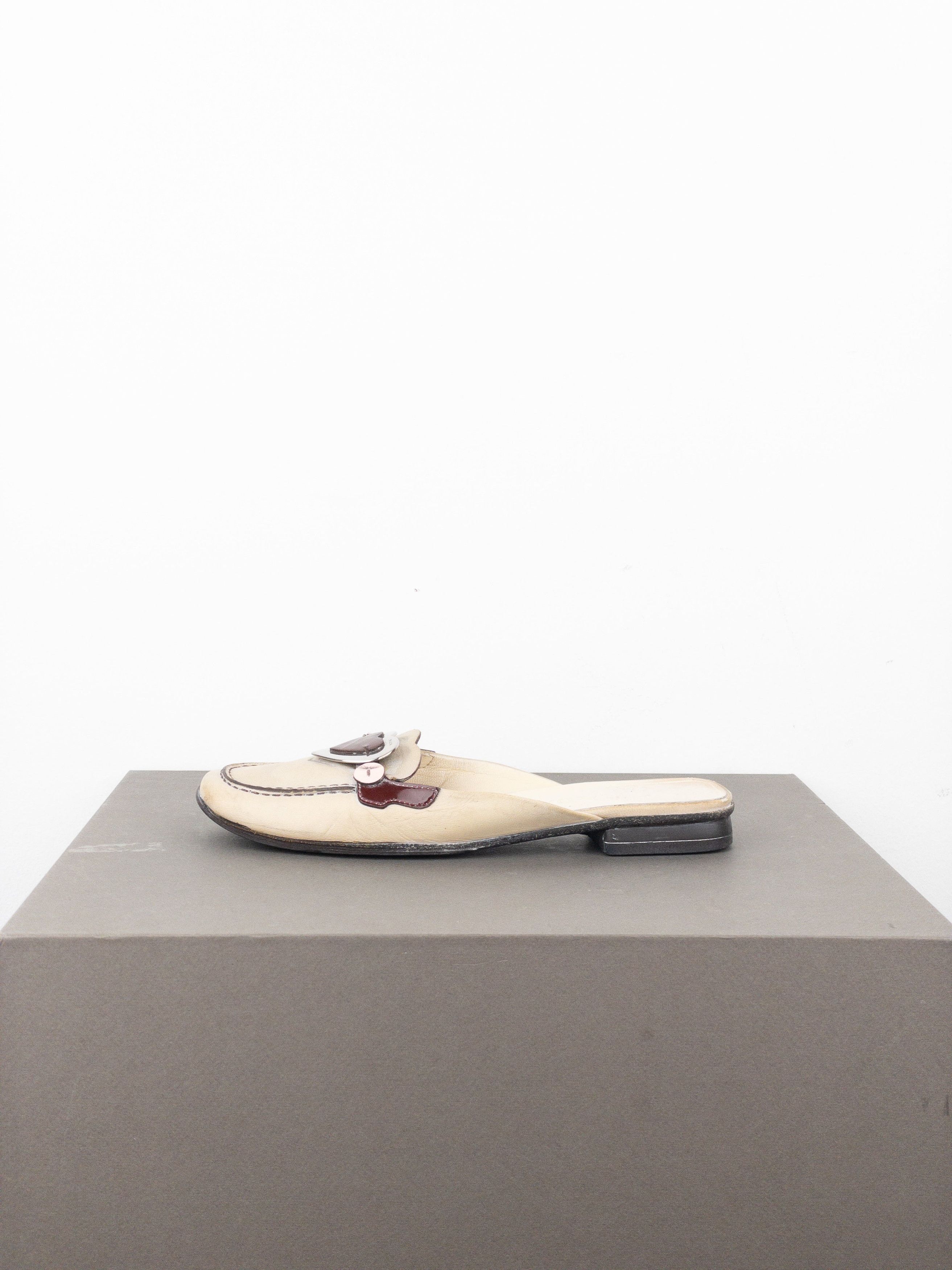 Prada SS00 Square Toe Metal Heart Mules Size US 7 / IT 37 - 3 Thumbnail