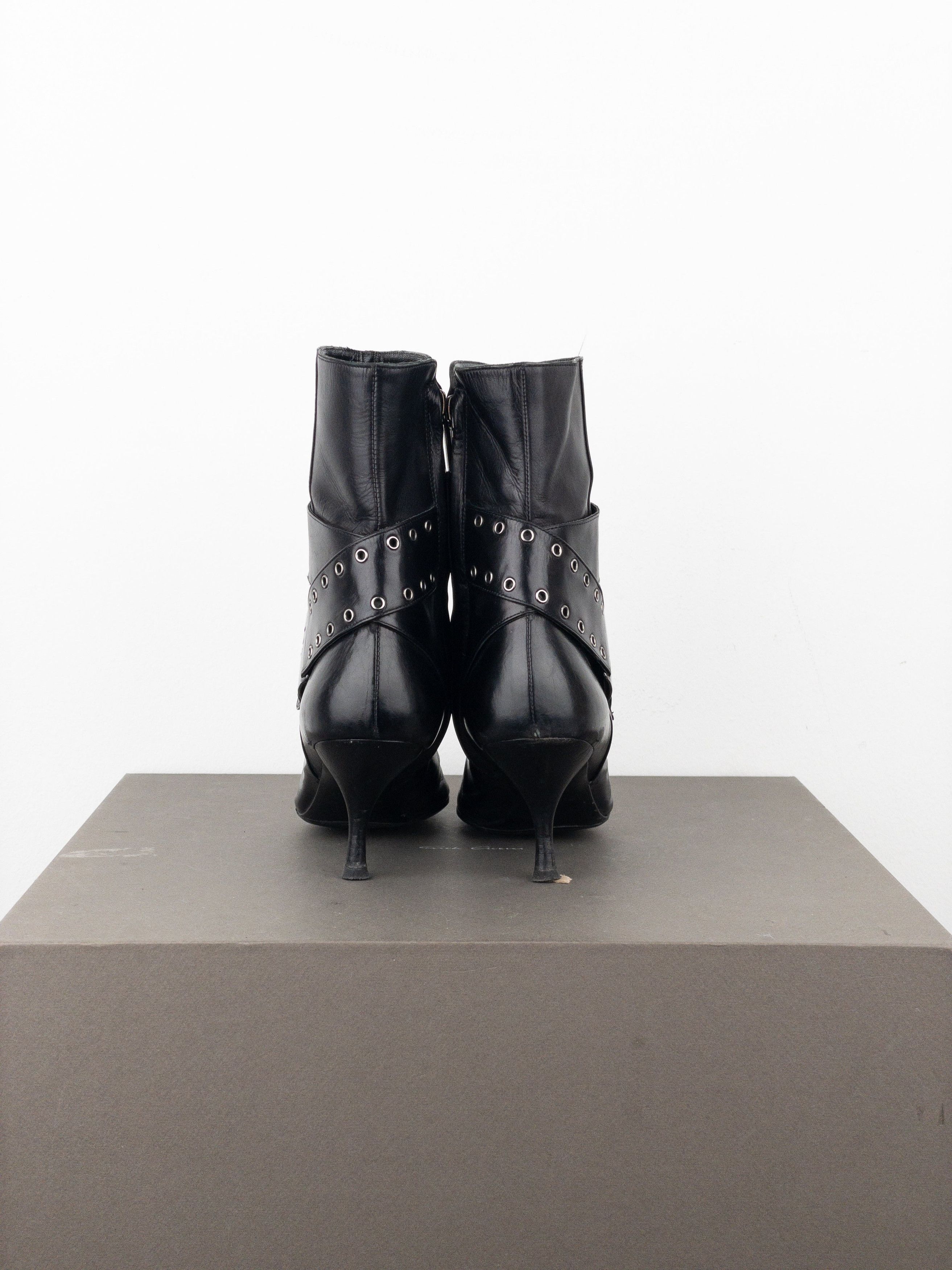 Dior by Galliano SS02 ‘Street Chic’ Buckle Ankle Heel Boots Size US 4.5 / IT 34.5 - 6 Thumbnail