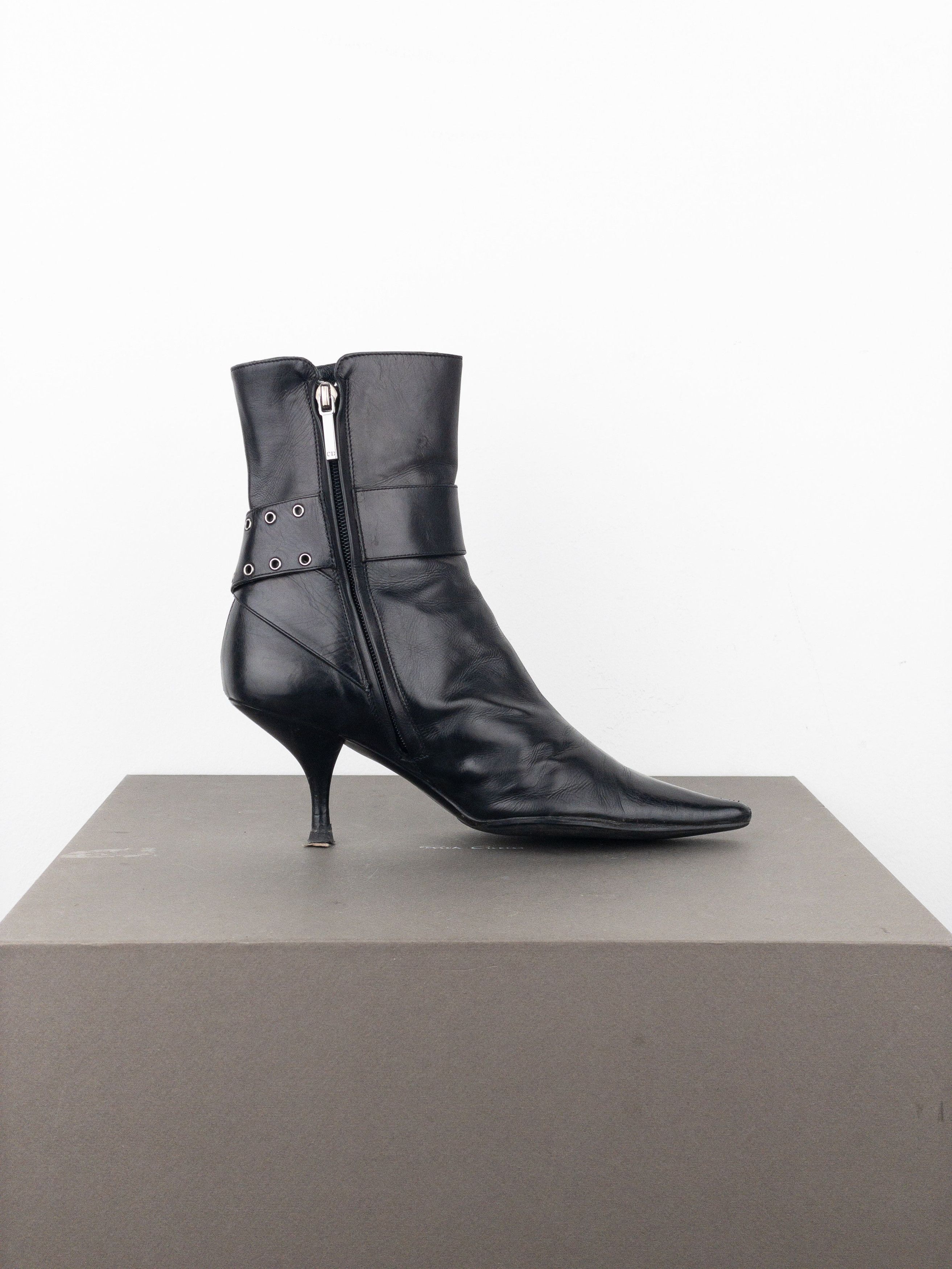 Dior by Galliano SS02 ‘Street Chic’ Buckle Ankle Heel Boots Size US 4.5 / IT 34.5 - 4 Thumbnail