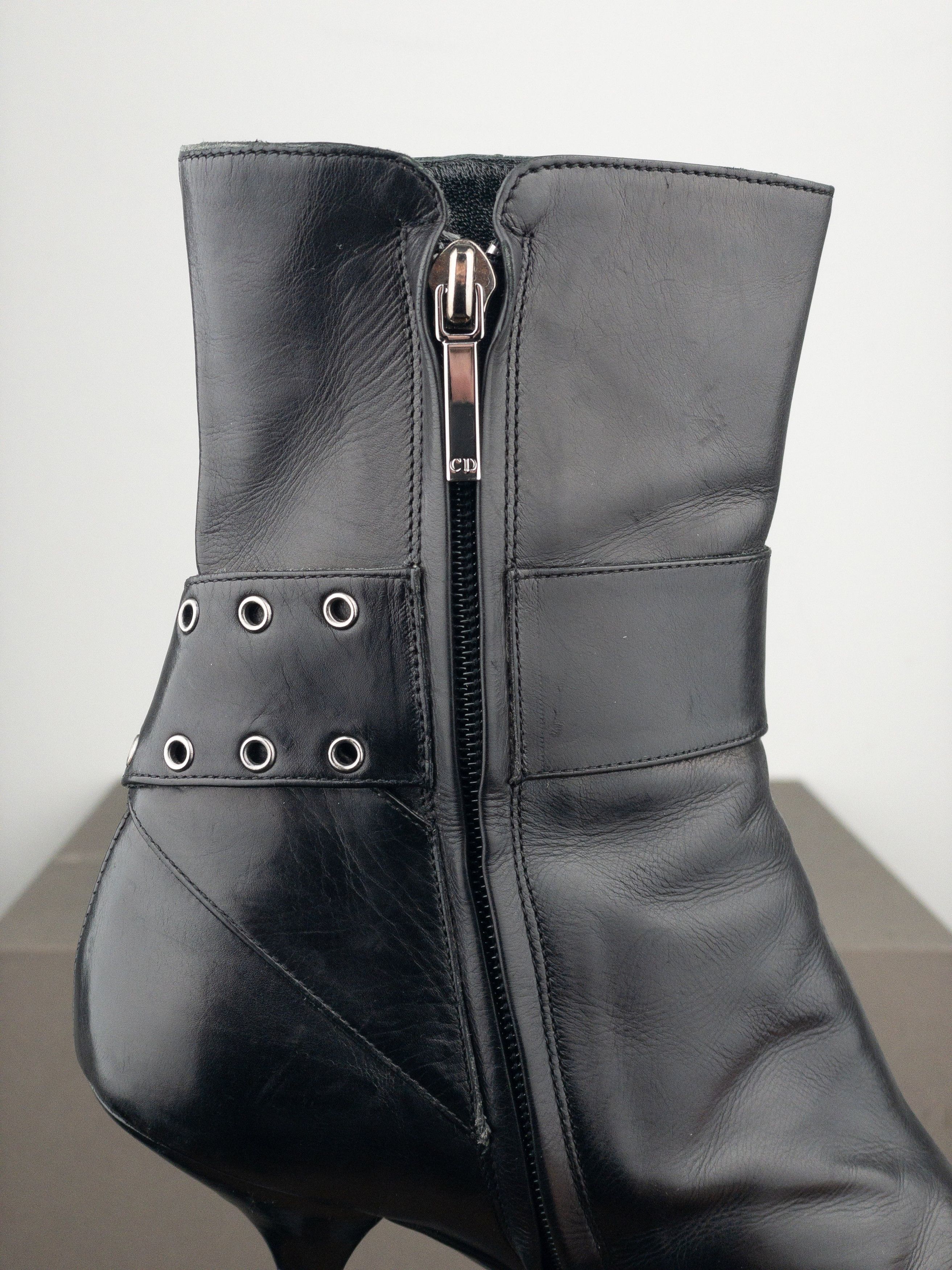 Dior by Galliano SS02 ‘Street Chic’ Buckle Ankle Heel Boots Size US 4.5 / IT 34.5 - 10 Thumbnail