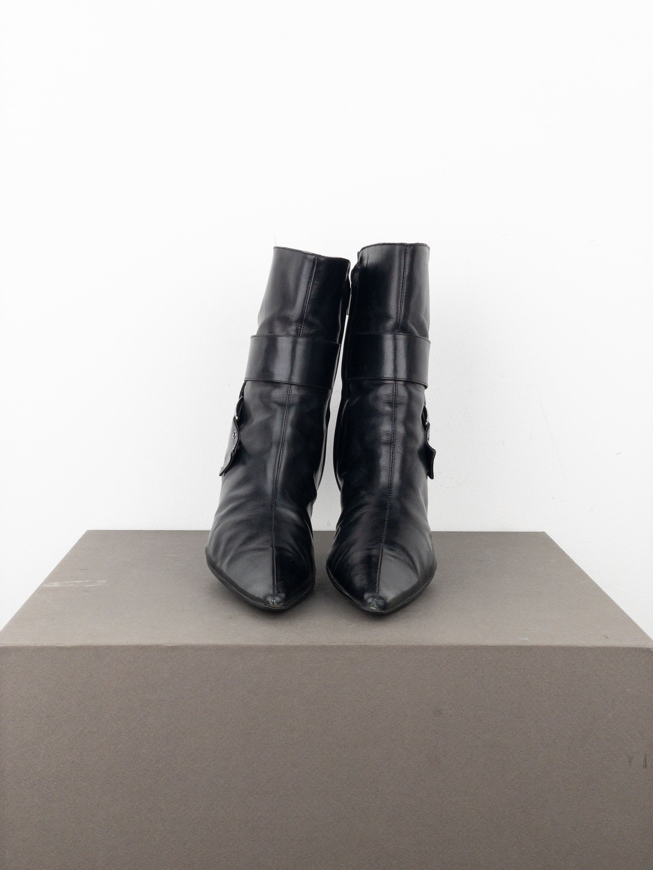 Dior by Galliano SS02 ‘Street Chic’ Buckle Ankle Heel Boots Size US 4.5 / IT 34.5 - 5 Thumbnail