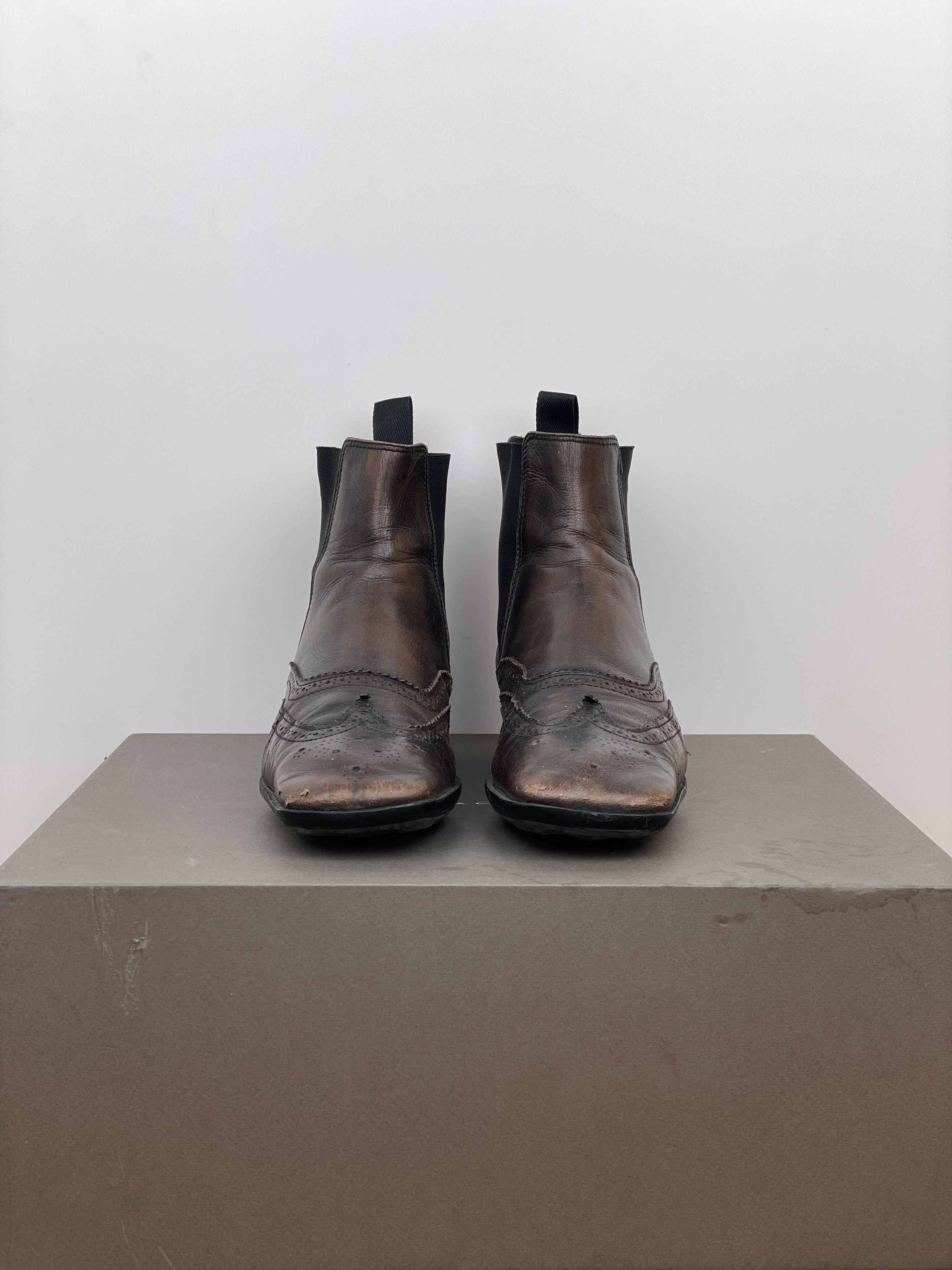 Miu Miu SS99 Square-Toe Spike-Sole Brogue Chelsea Boots Size US 7 / EU 40 - 5 Thumbnail