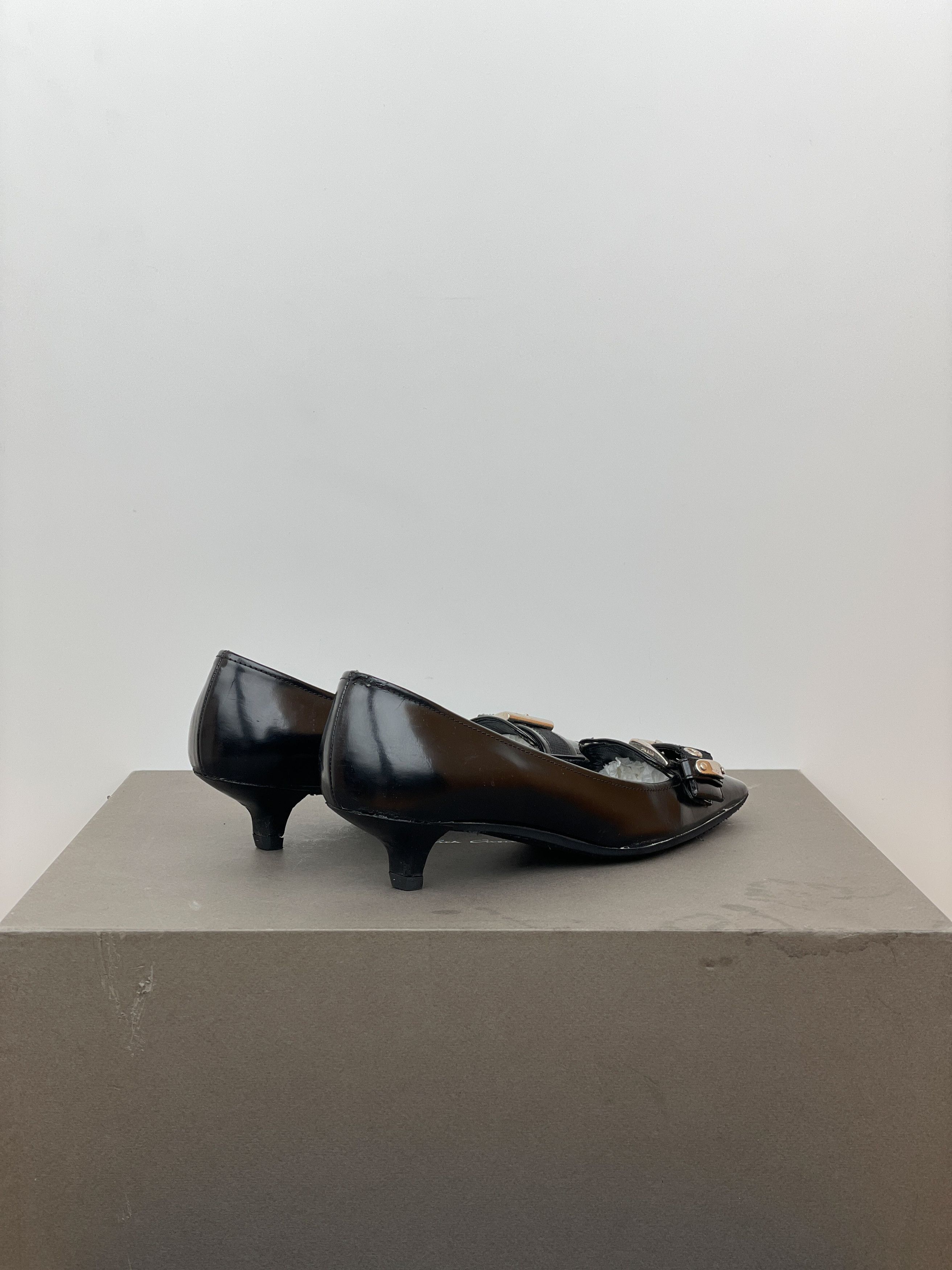 Prada 2000s Square Toe Buckle-Strap Pump Kitten Heels Size US 6 / IT 36 - 2 Thumbnail