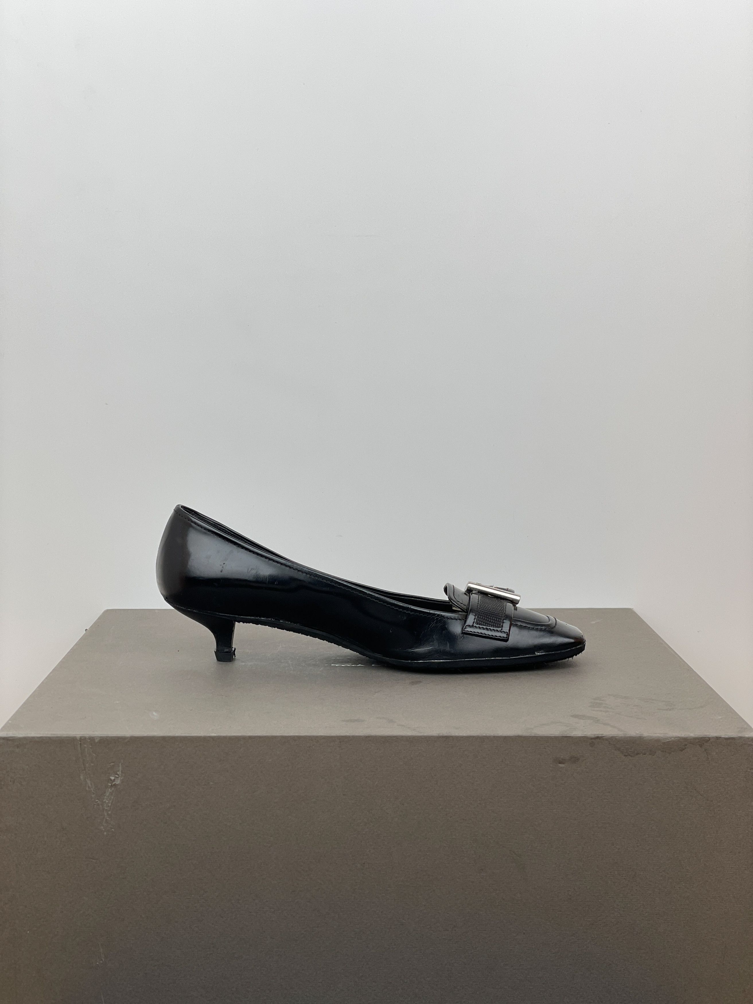 Prada 2000s Square Toe Buckle-Strap Pump Kitten Heels Size US 6 / IT 36 - 4 Thumbnail