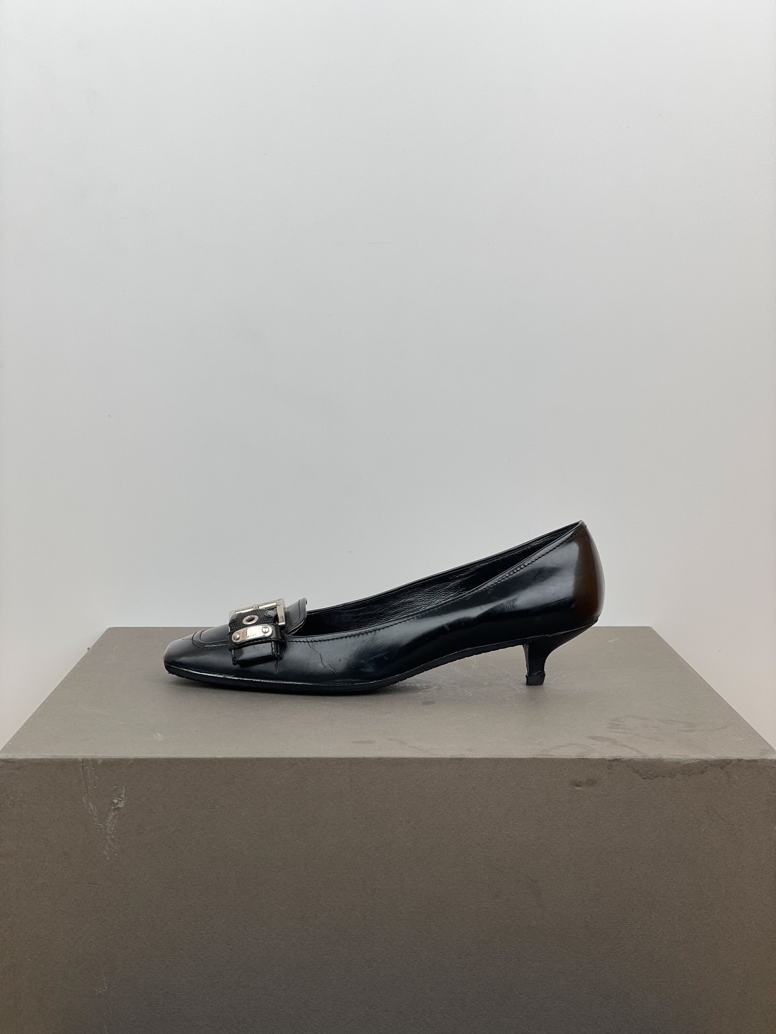 Prada 2000s Square Toe Buckle-Strap Pump Kitten Heels Size US 6 / IT 36 - 3 Thumbnail