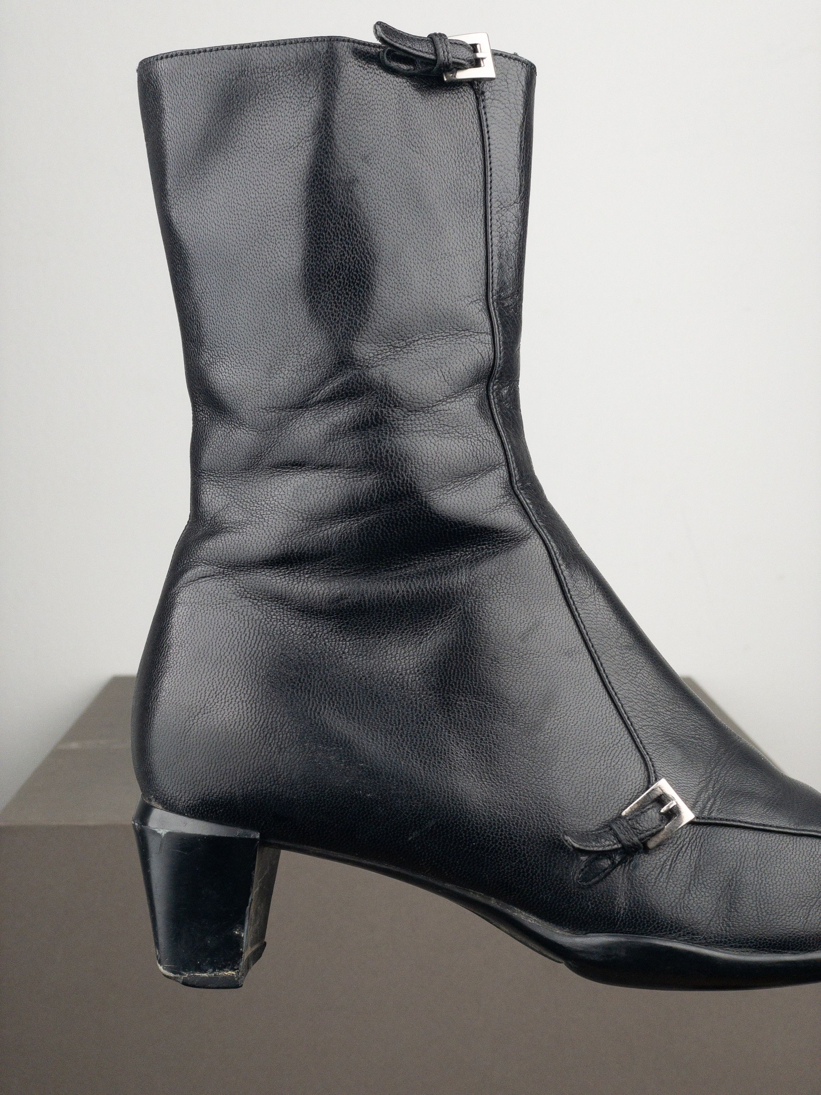 Prada 2000s Square Toe Sports Buckle Kitten Heel Ankle Boots Size US 5.5 / IT 35.5 - 14 Thumbnail